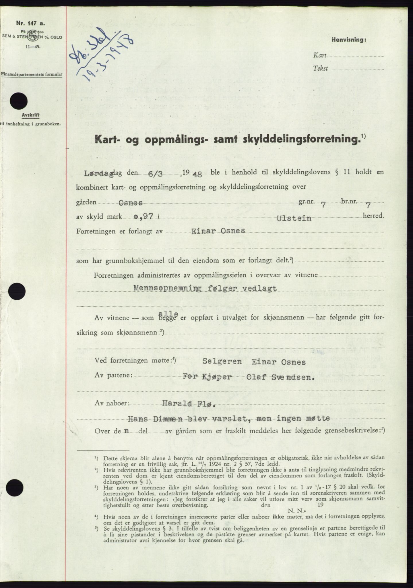 Søre Sunnmøre sorenskriveri, AV/SAT-A-4122/1/2/2C/L0082: Mortgage book no. 8A, 1948-1948, Diary no: : 361/1948