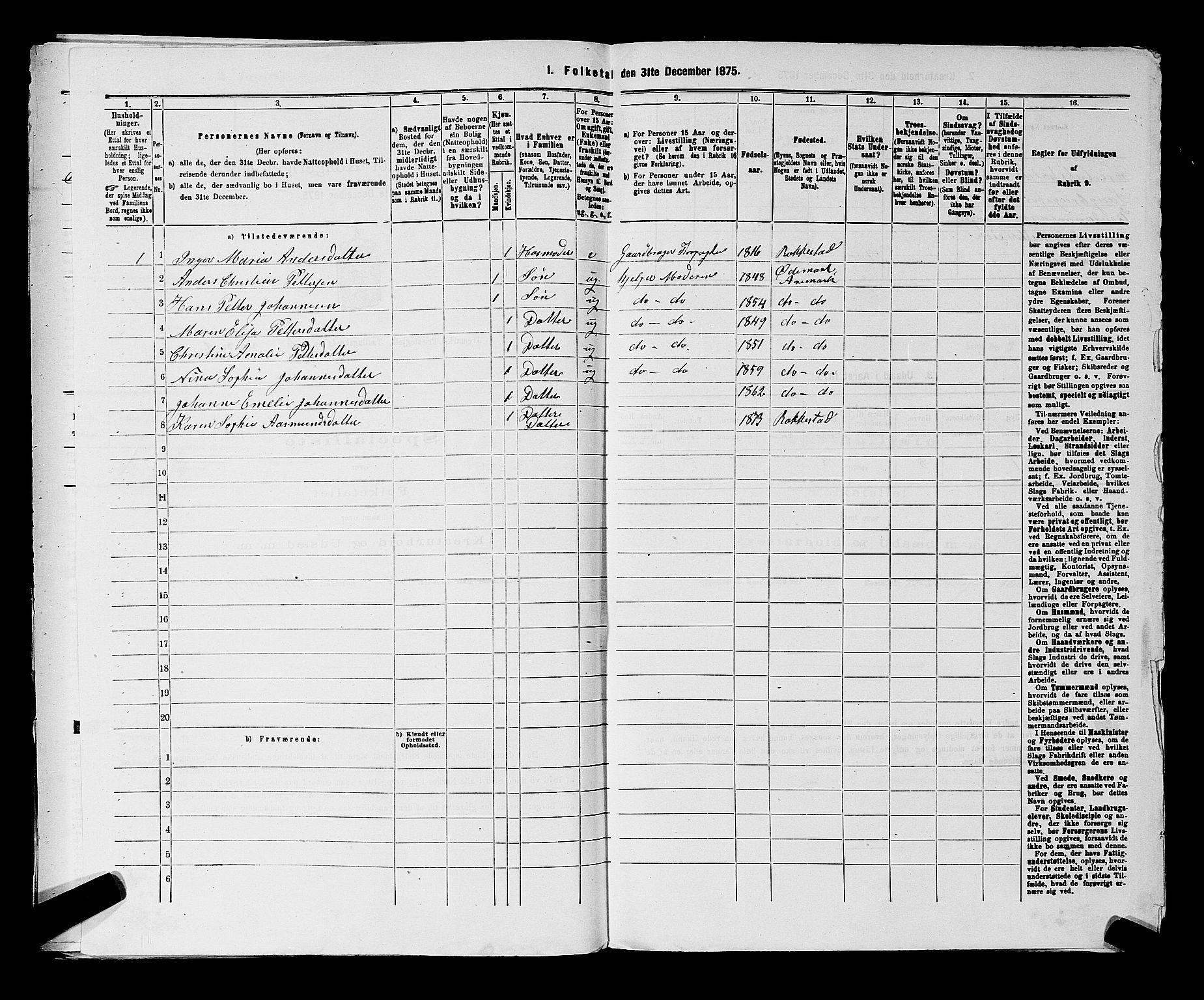 RA, 1875 census for 0118P Aremark, 1875, p. 1018