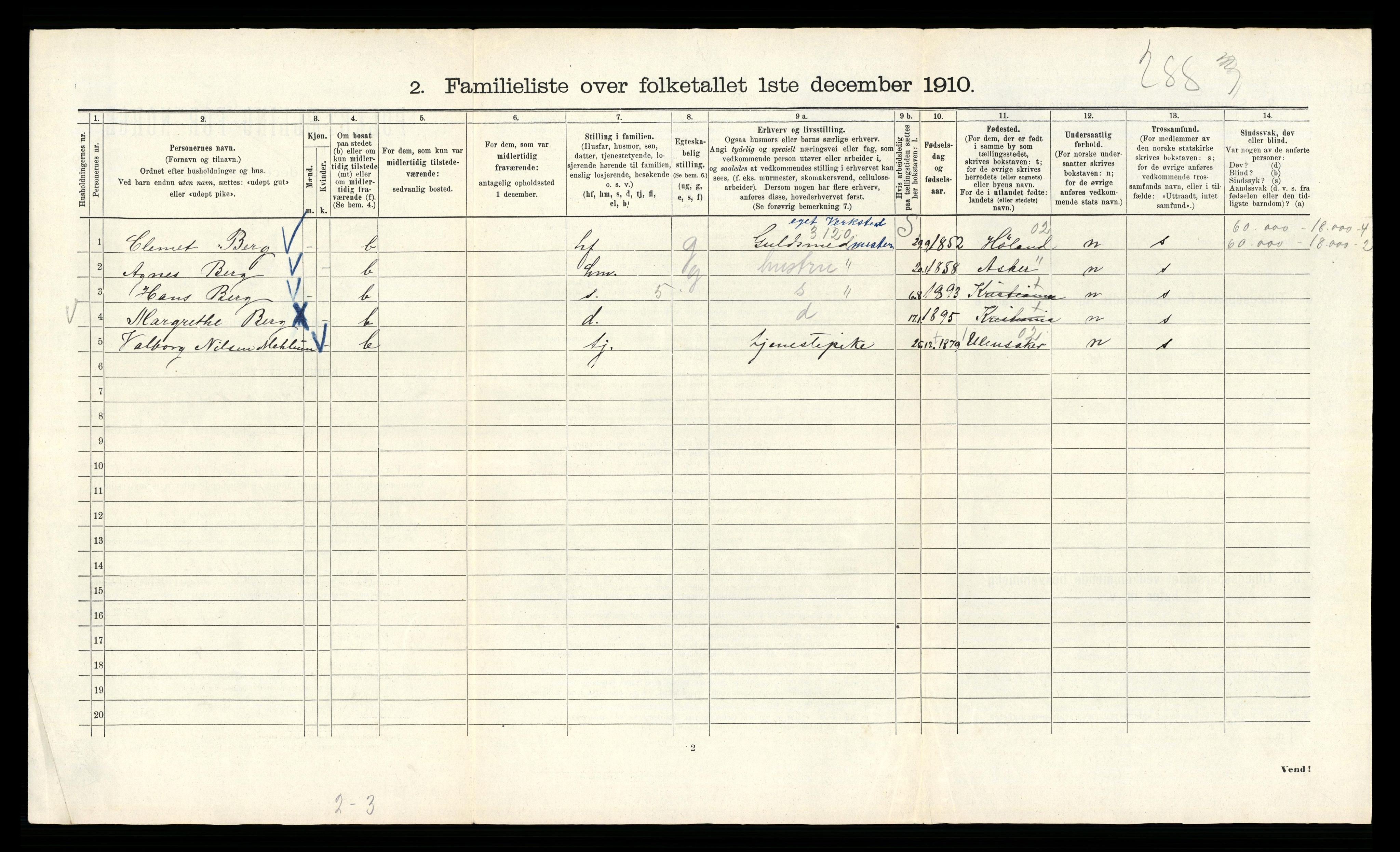 RA, 1910 census for Kristiania, 1910, p. 107012