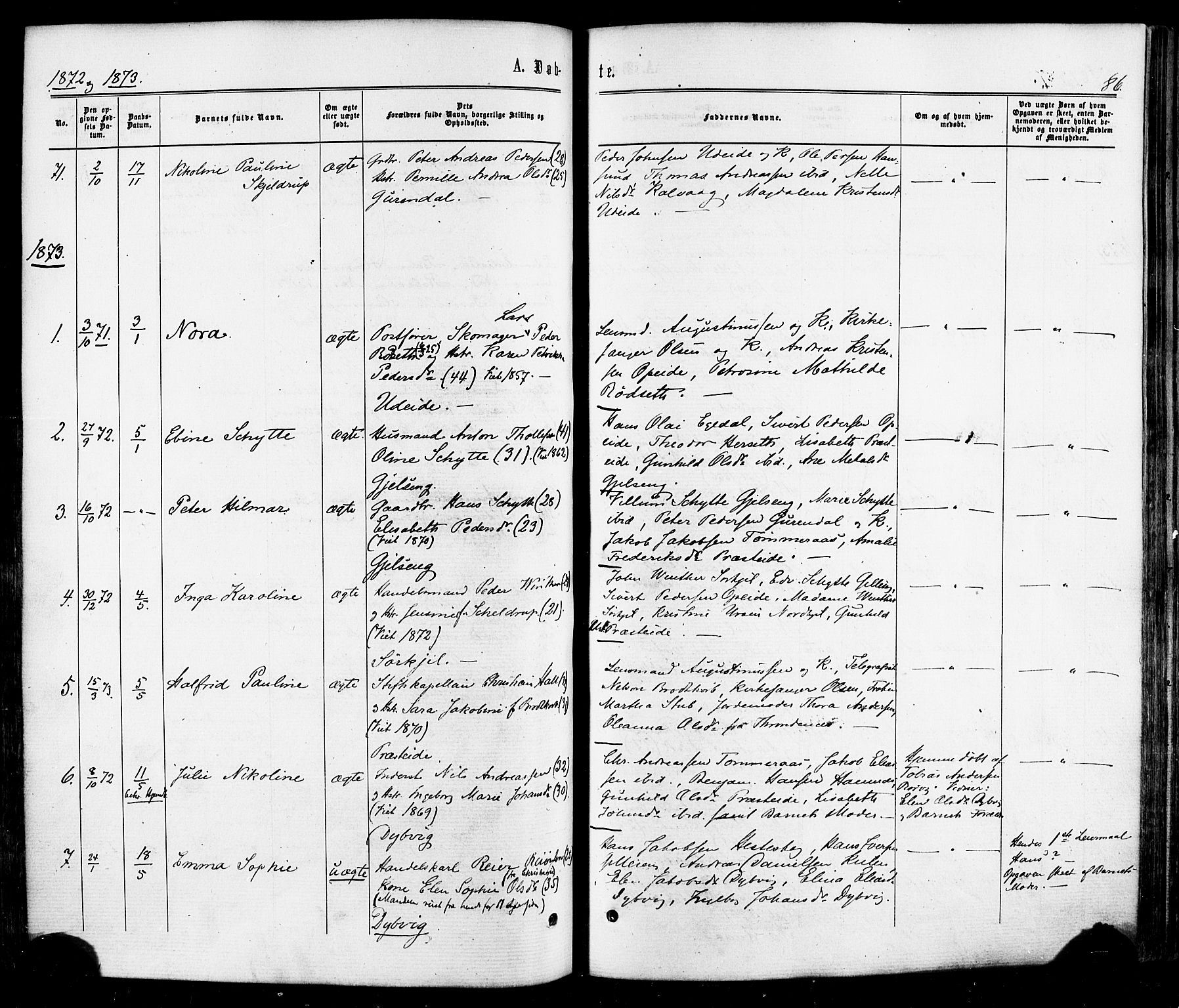 Ministerialprotokoller, klokkerbøker og fødselsregistre - Nordland, SAT/A-1459/859/L0845: Parish register (official) no. 859A05, 1863-1877, p. 86