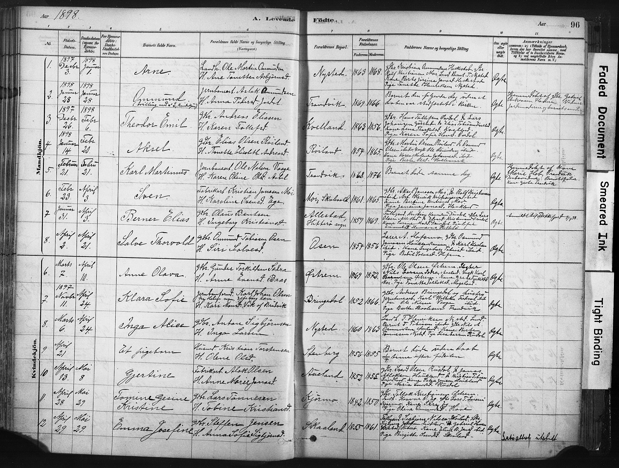 Lund sokneprestkontor, SAST/A-101809/S06/L0011: Parish register (official) no. A 10, 1877-1904, p. 96