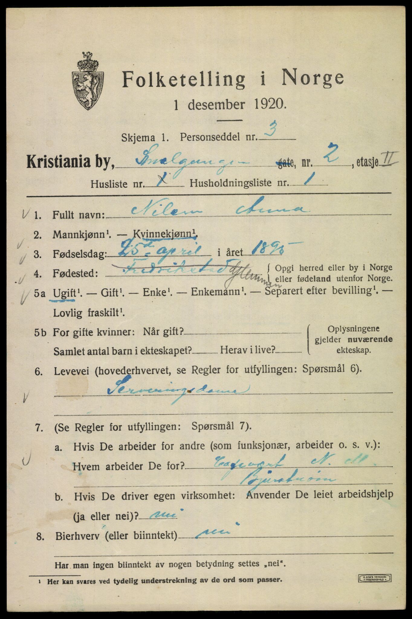 SAO, 1920 census for Kristiania, 1920, p. 518779