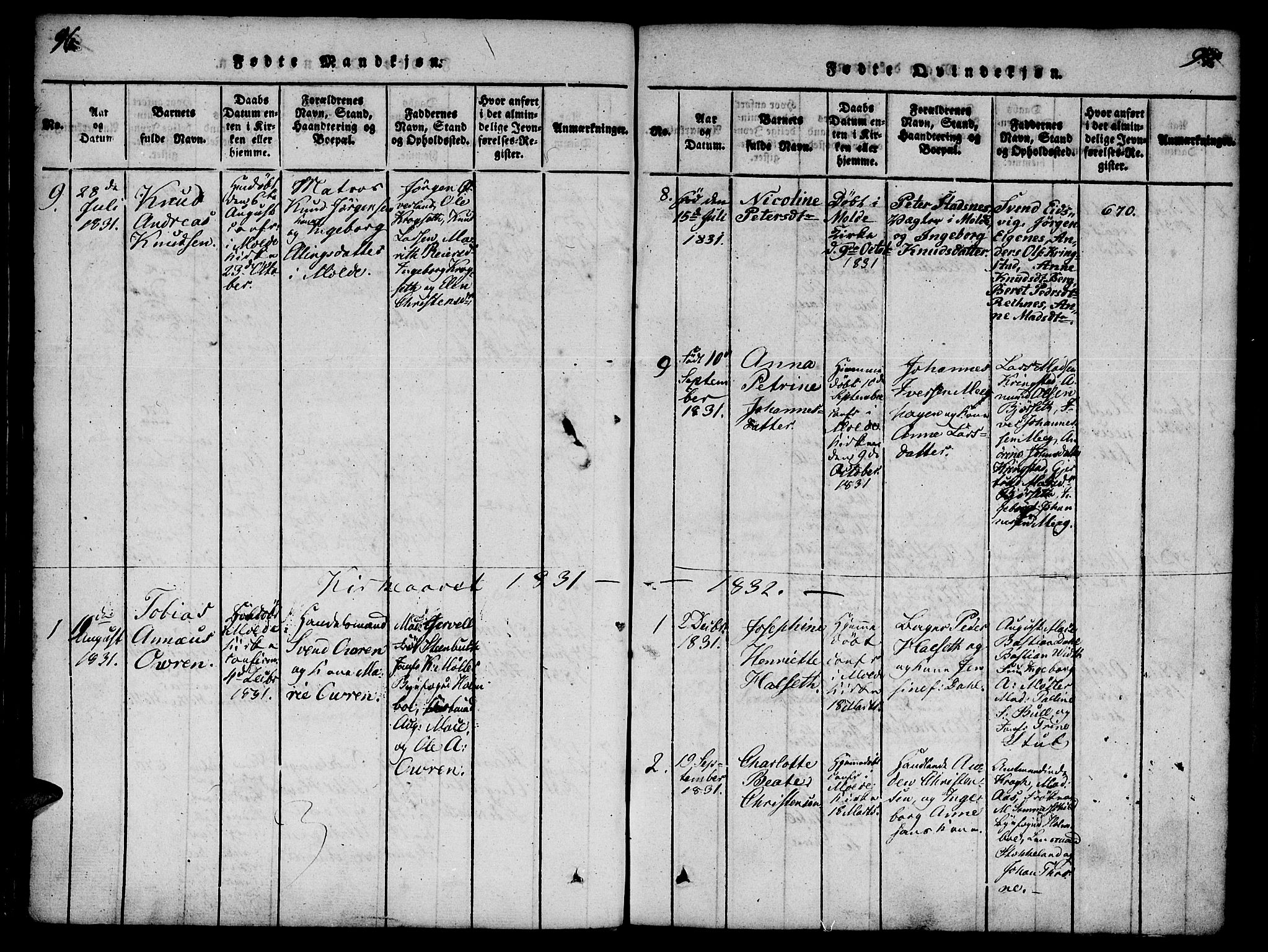 Ministerialprotokoller, klokkerbøker og fødselsregistre - Møre og Romsdal, SAT/A-1454/558/L0688: Parish register (official) no. 558A02, 1818-1843, p. 96-97