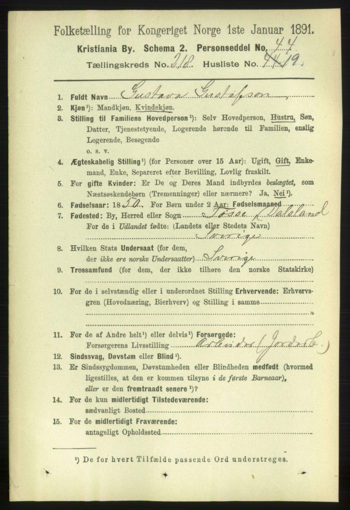 RA, 1891 census for 0301 Kristiania, 1891, p. 129516