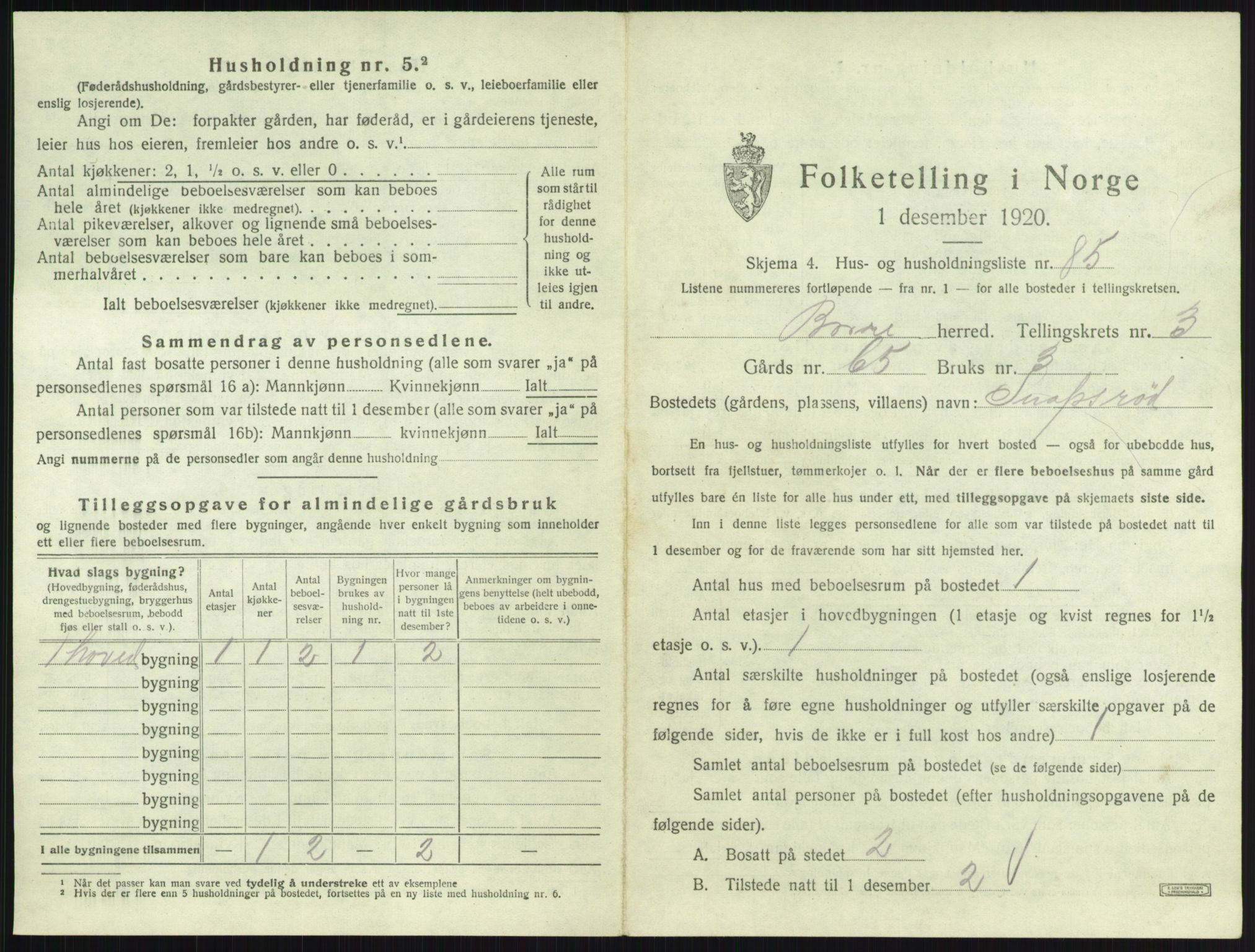 SAKO, 1920 census for Borre, 1920, p. 973