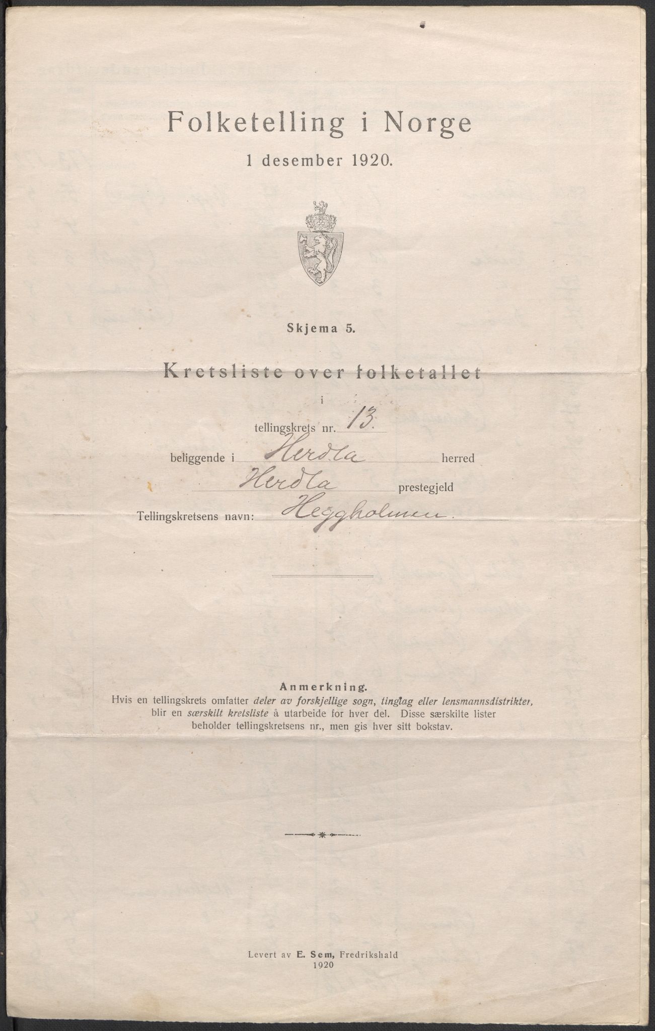 SAB, 1920 census for Herdla, 1920, p. 42