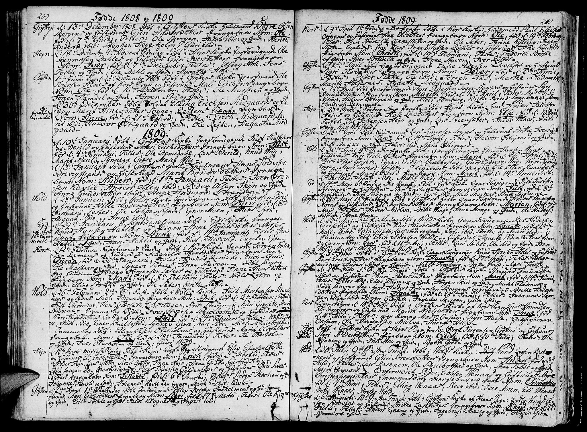 Ministerialprotokoller, klokkerbøker og fødselsregistre - Møre og Romsdal, SAT/A-1454/544/L0570: Parish register (official) no. 544A03, 1807-1817, p. 209-210