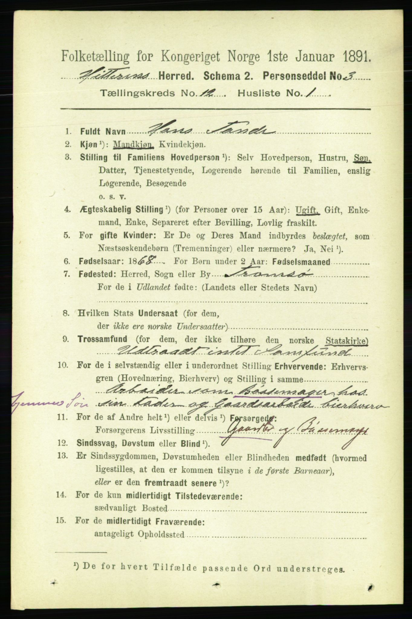 RA, 1891 census for 1617 Hitra, 1891, p. 2565