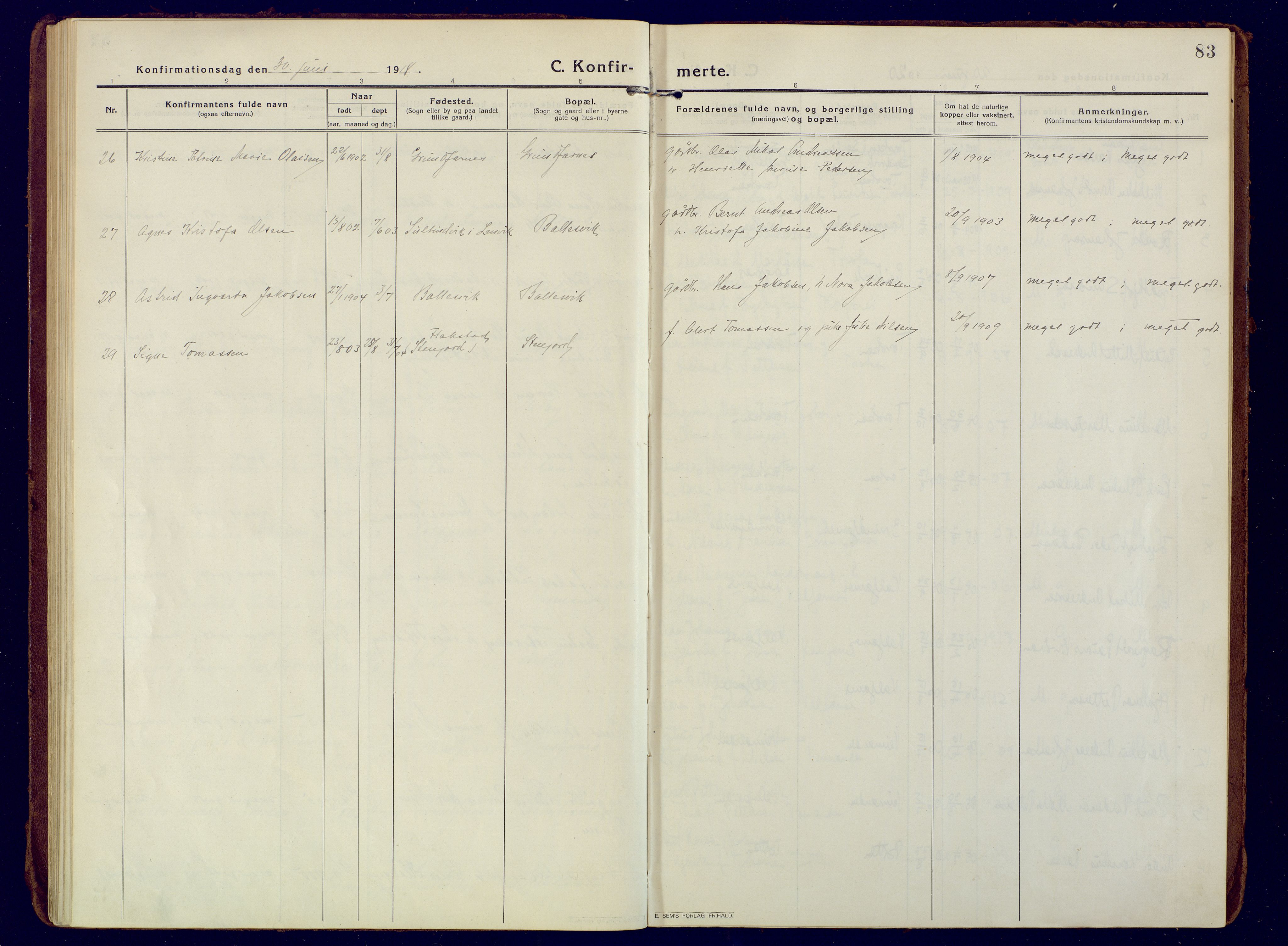 Berg sokneprestkontor, SATØ/S-1318/G/Ga/Gaa: Parish register (official) no. 10, 1916-1928, p. 83