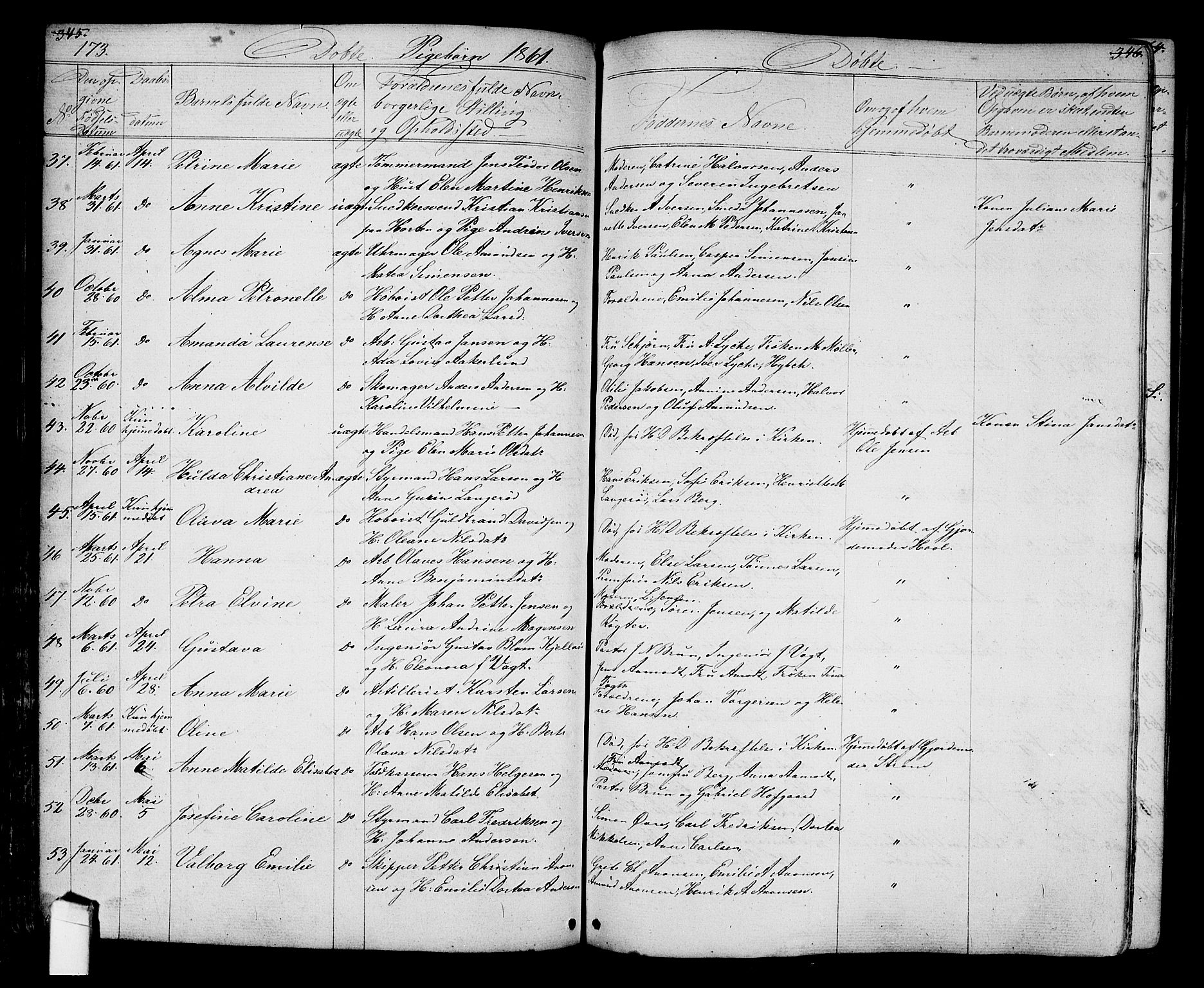 Halden prestekontor Kirkebøker, AV/SAO-A-10909/G/Ga/L0005a: Parish register (copy) no. 5A, 1855-1864, p. 173