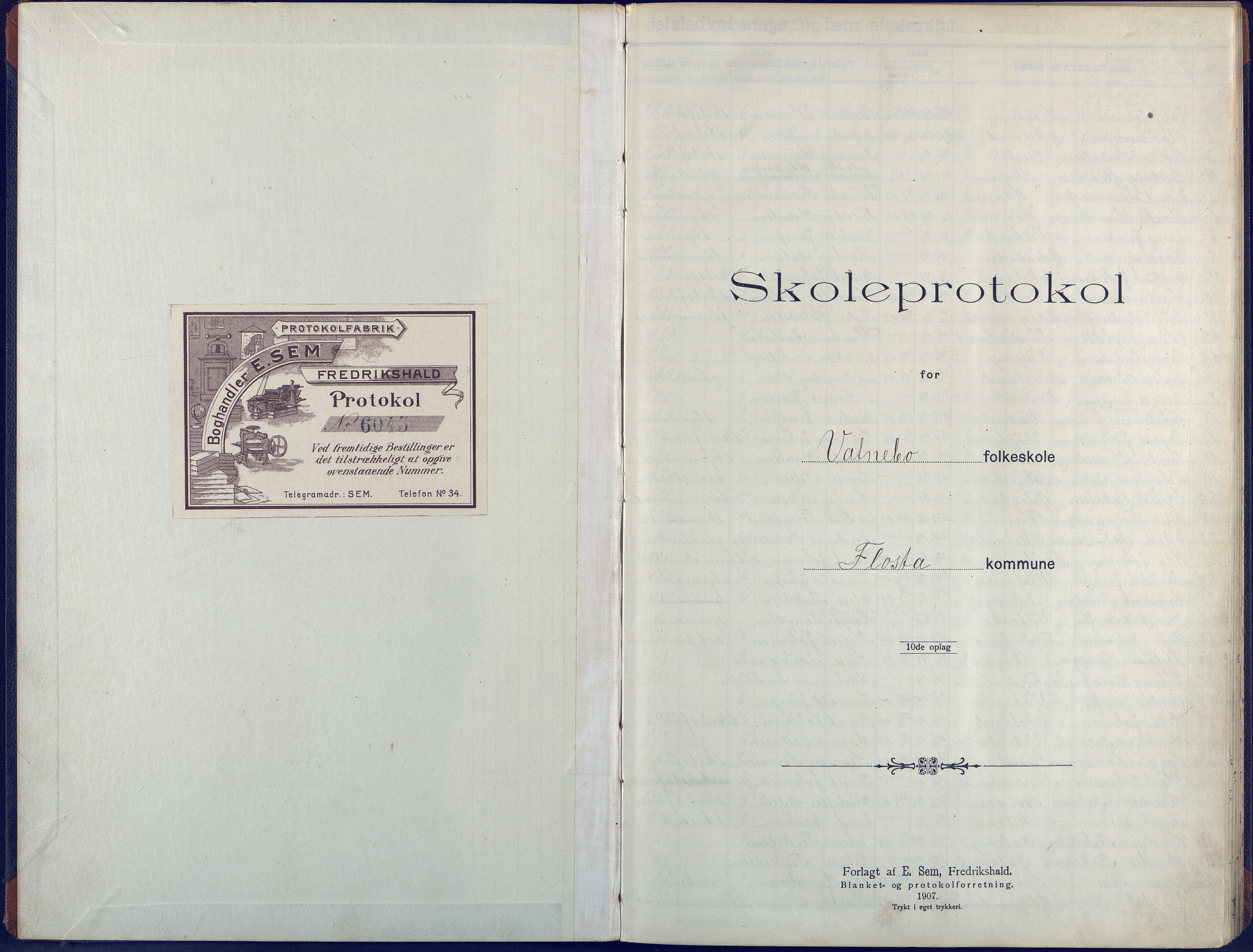 Flosta kommune, Vatnebu skole, AAKS/KA0916-550d/F3/L0003: Skoleprotokoll, 1908-1924