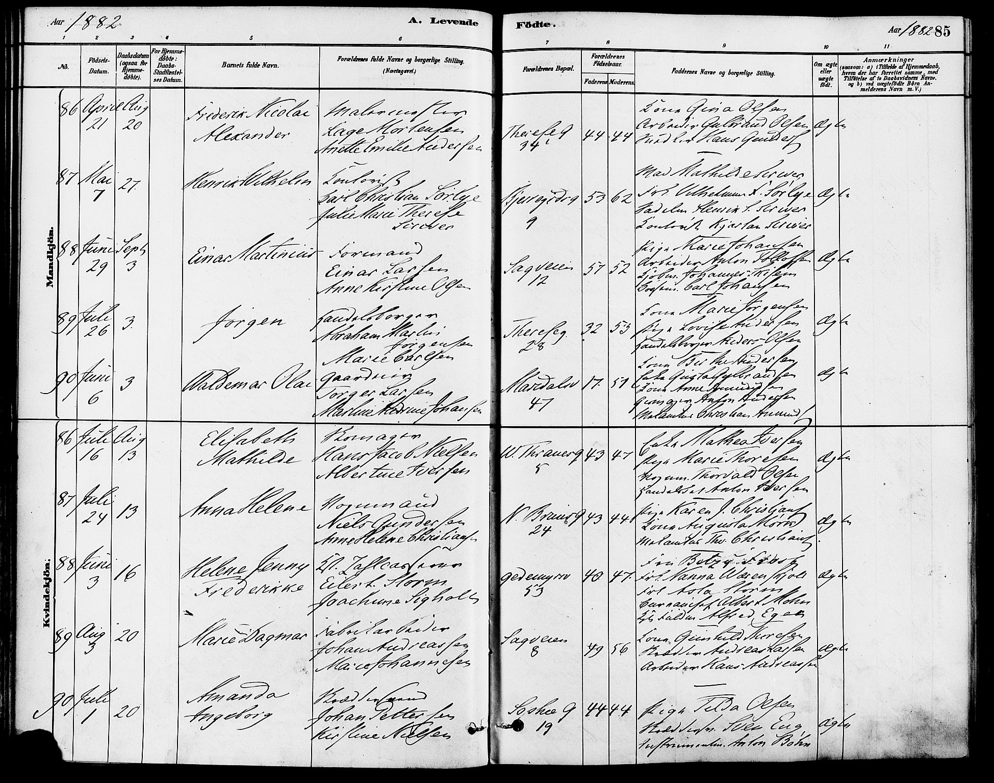 Gamle Aker prestekontor Kirkebøker, SAO/A-10617a/F/L0006: Parish register (official) no. 6, 1880-1887, p. 85