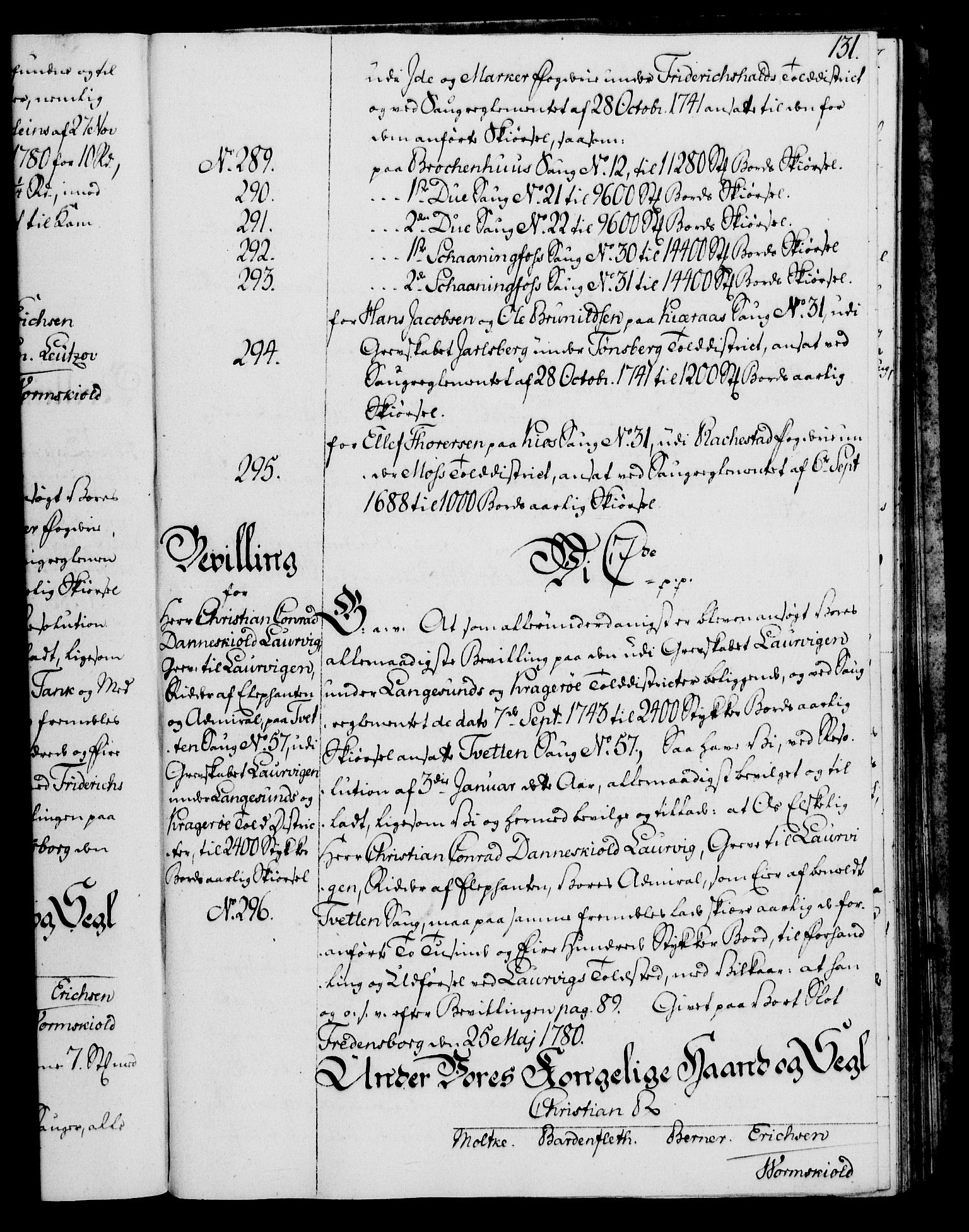 Rentekammeret, Kammerkanselliet, AV/RA-EA-3111/G/Gg/Gga/L0011: Norsk ekspedisjonsprotokoll med register (merket RK 53.11), 1779-1781, p. 131