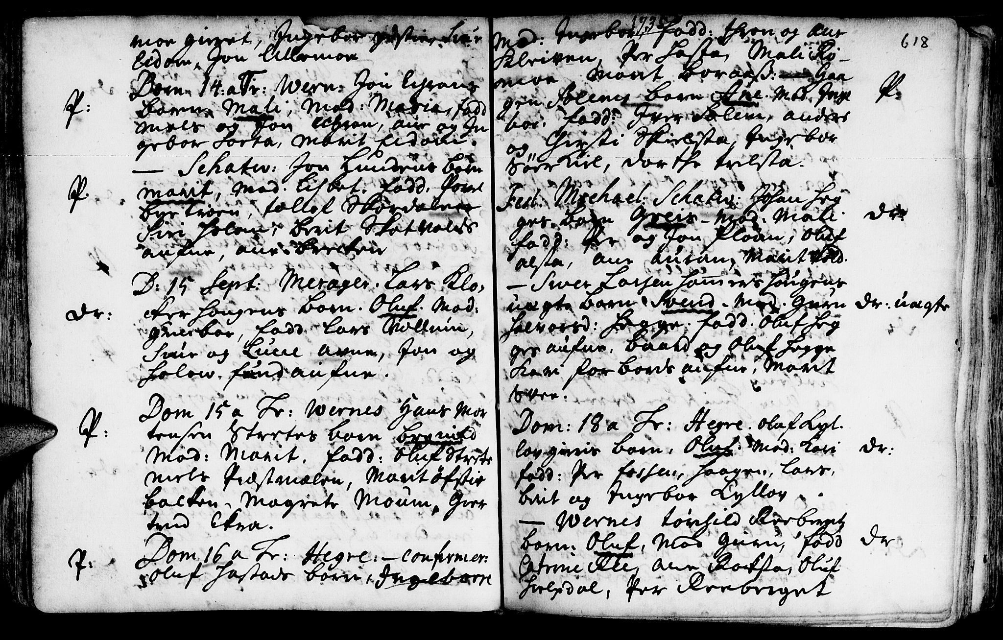 Ministerialprotokoller, klokkerbøker og fødselsregistre - Nord-Trøndelag, SAT/A-1458/709/L0055: Parish register (official) no. 709A03, 1730-1739, p. 617-618