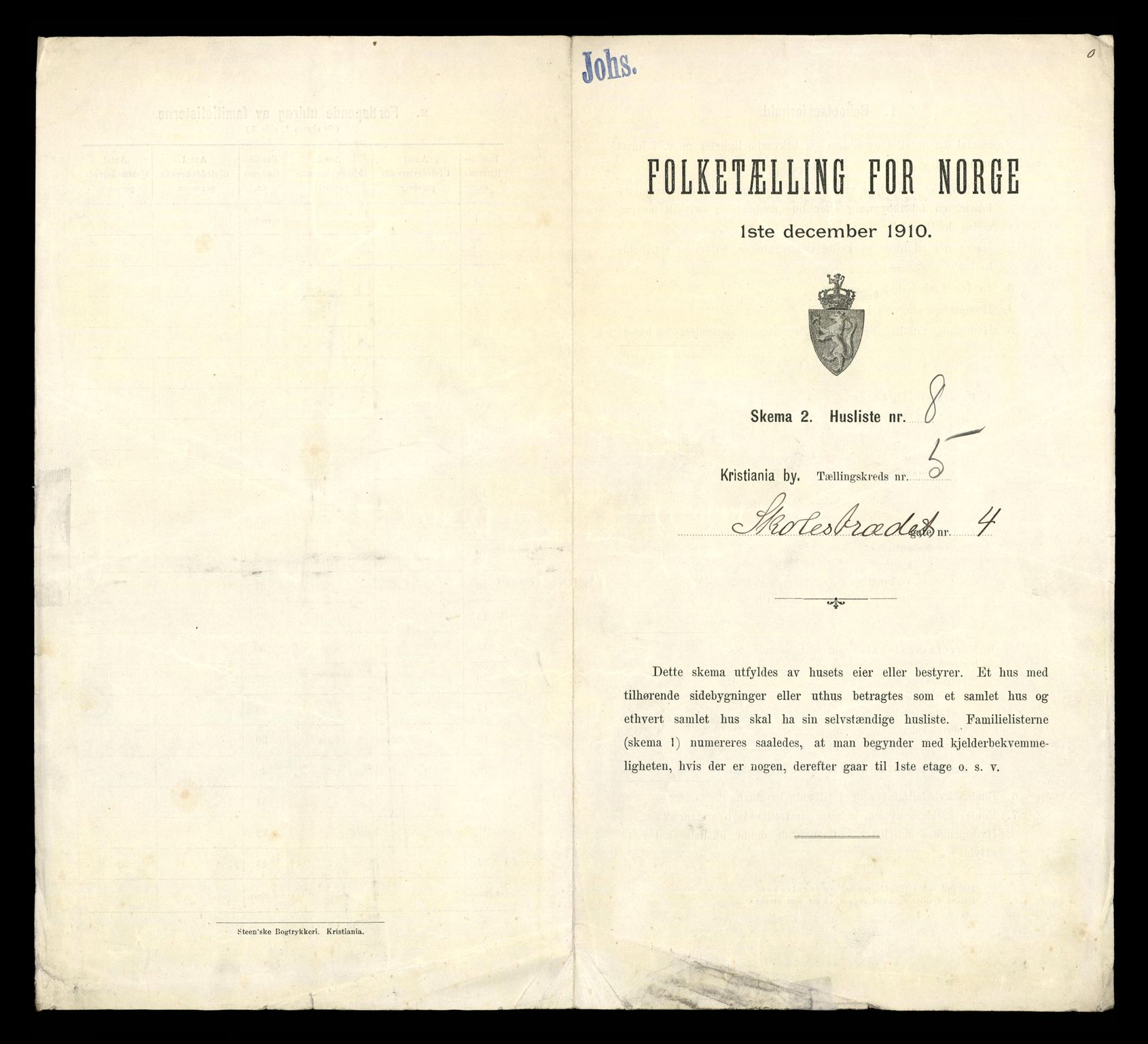 RA, 1910 census for Kristiania, 1910, p. 91955