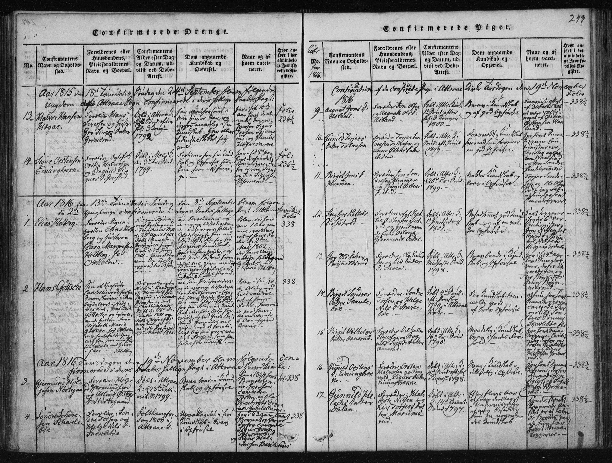 Tinn kirkebøker, AV/SAKO-A-308/F/Fa/L0004: Parish register (official) no. I 4, 1815-1843, p. 242b-243a