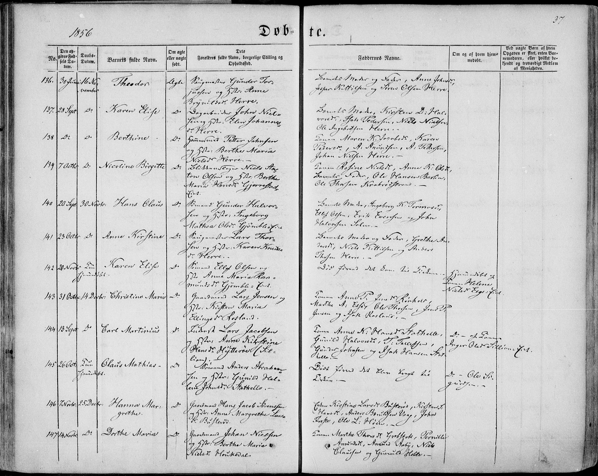Bamble kirkebøker, SAKO/A-253/F/Fa/L0005: Parish register (official) no. I 5, 1854-1869, p. 37