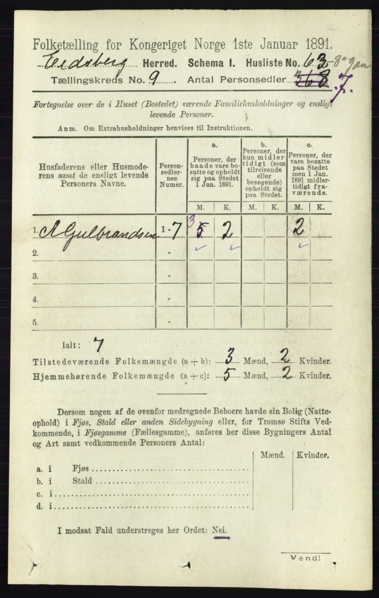 RA, 1891 census for 0125 Eidsberg, 1891, p. 5160