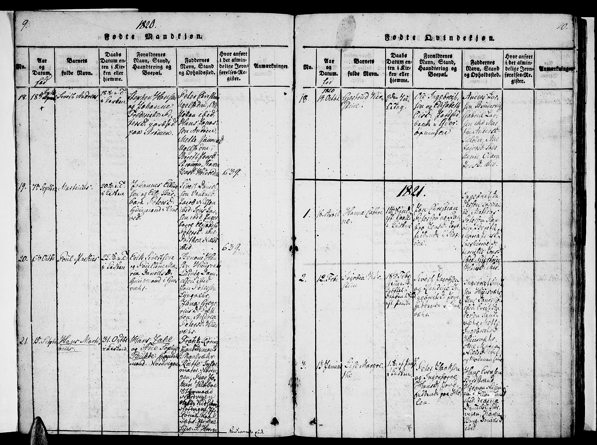 Ministerialprotokoller, klokkerbøker og fødselsregistre - Nordland, SAT/A-1459/834/L0510: Parish register (copy) no. 834C01, 1820-1847, p. 9-10