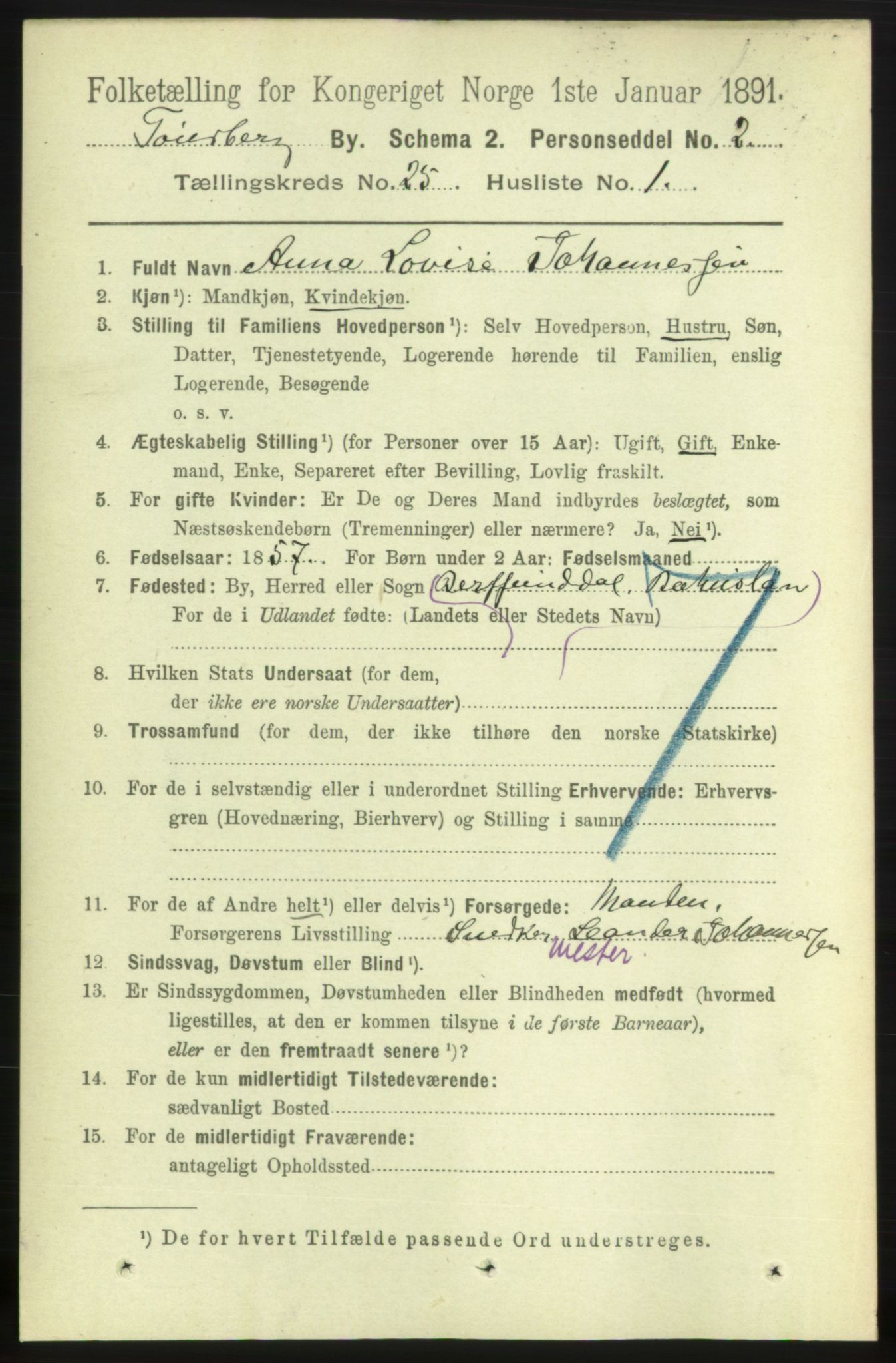 RA, 1891 census for 0705 Tønsberg, 1891, p. 6472