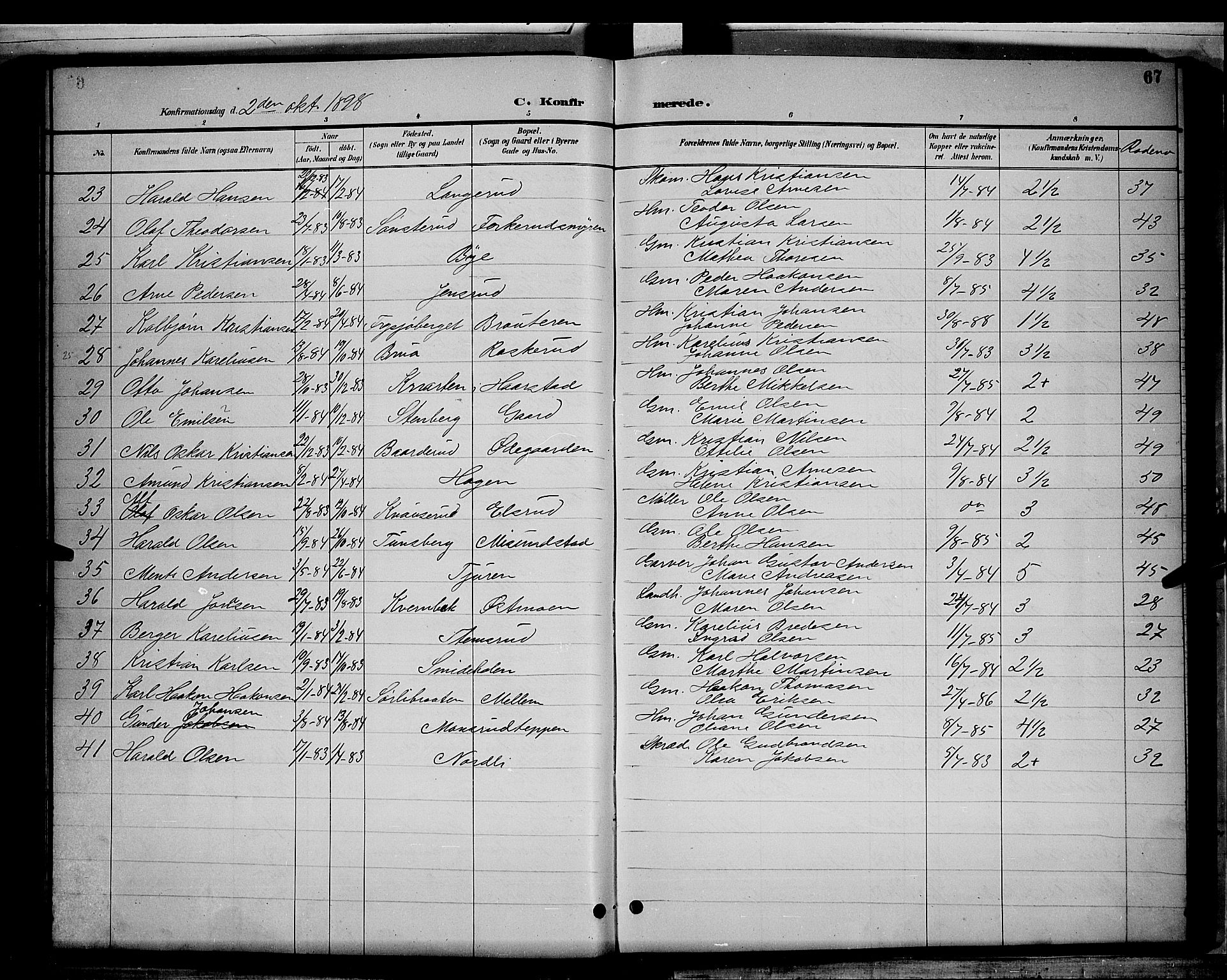 Grue prestekontor, AV/SAH-PREST-036/H/Ha/Hab/L0003: Parish register (copy) no. 3, 1895-1899, p. 67