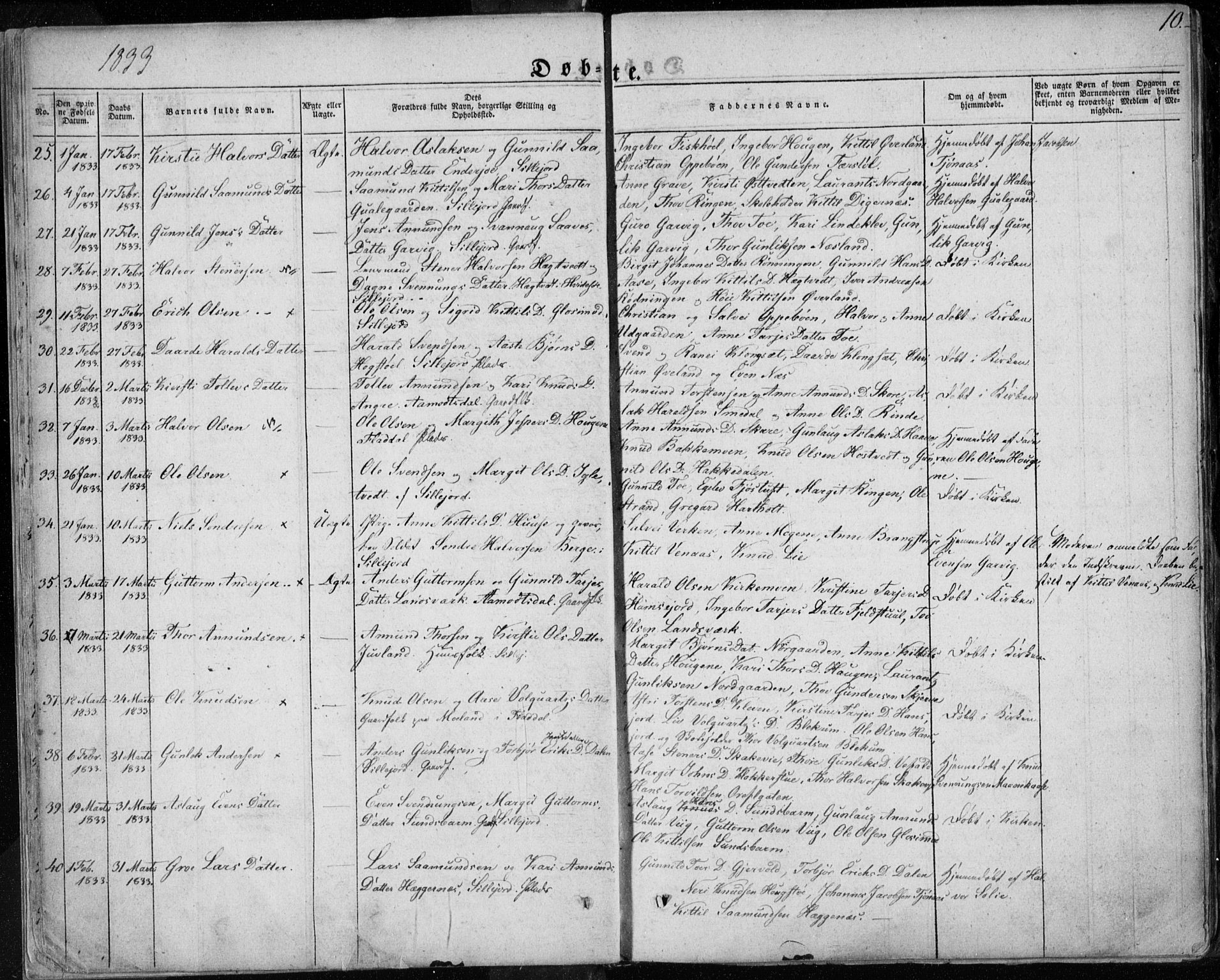 Seljord kirkebøker, AV/SAKO-A-20/F/Fa/L0011: Parish register (official) no. I 11, 1831-1849, p. 10