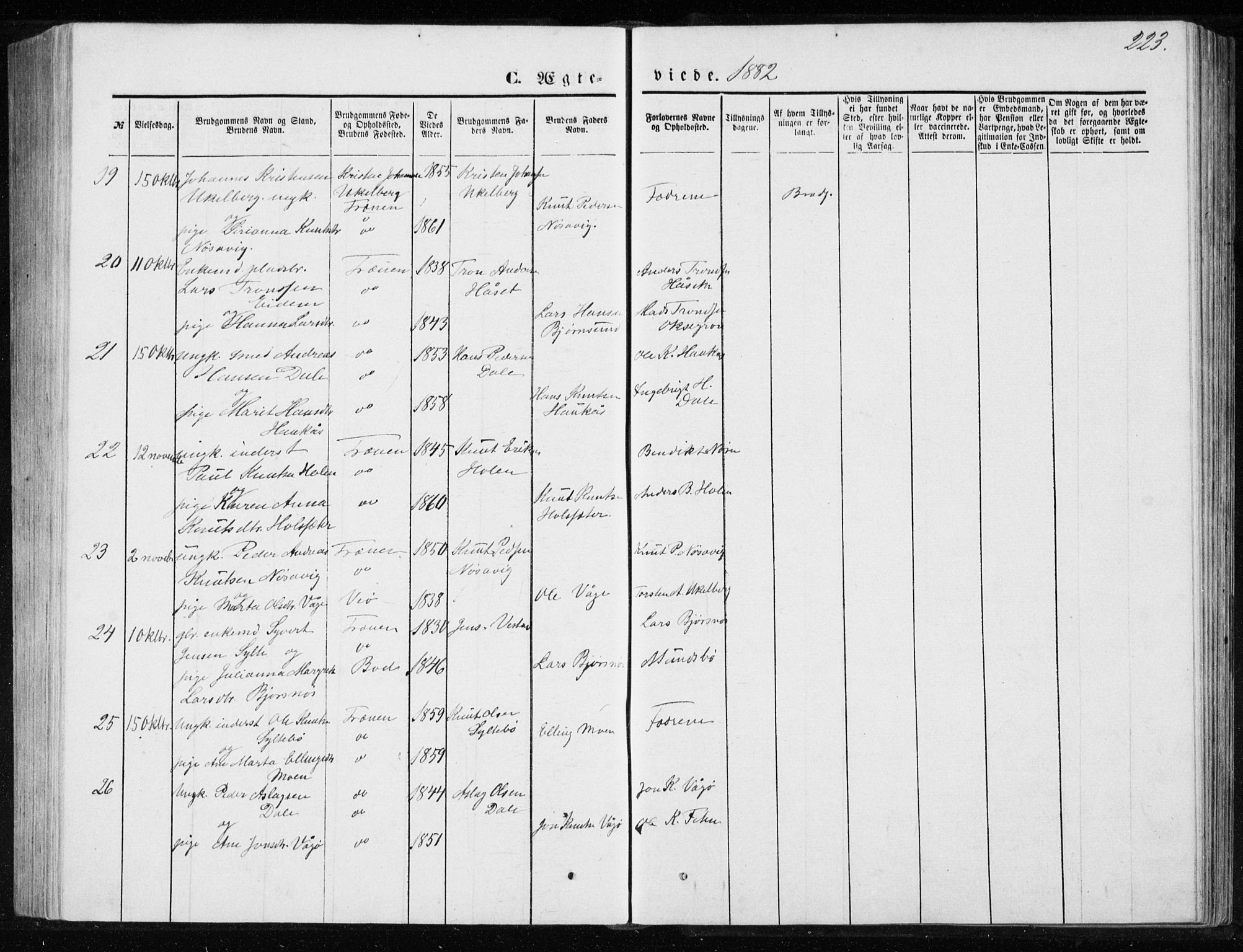 Ministerialprotokoller, klokkerbøker og fødselsregistre - Møre og Romsdal, AV/SAT-A-1454/565/L0754: Parish register (copy) no. 565C03, 1870-1896, p. 223