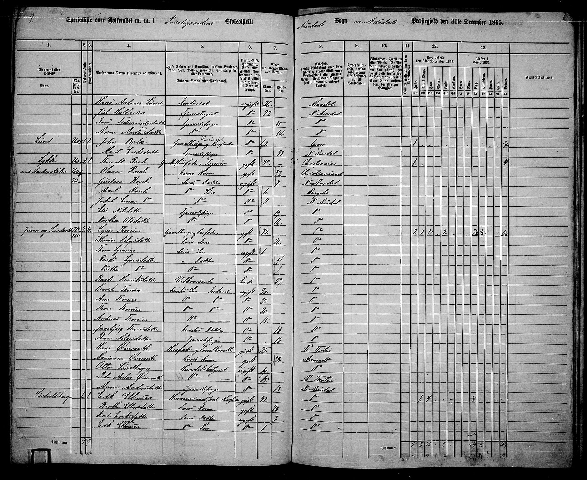 RA, 1865 census for Nord-Aurdal, 1865, p. 178