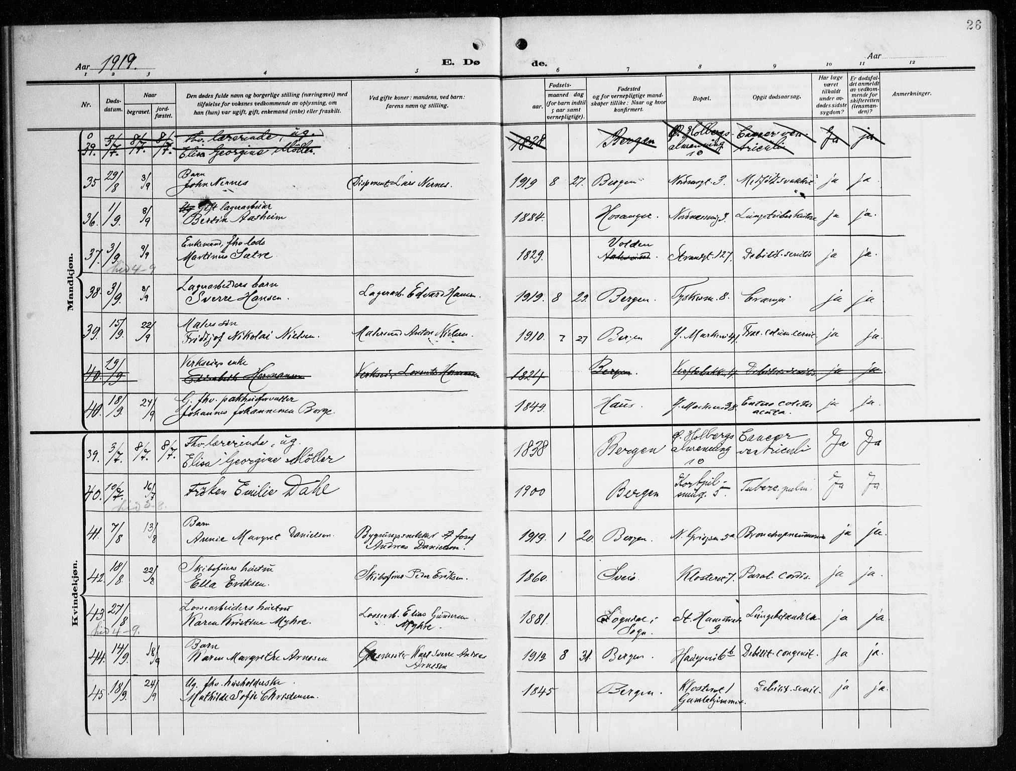 Nykirken Sokneprestembete, AV/SAB-A-77101/H/Haa/L0046: Parish register (official) no. E 6, 1918-1944, p. 26