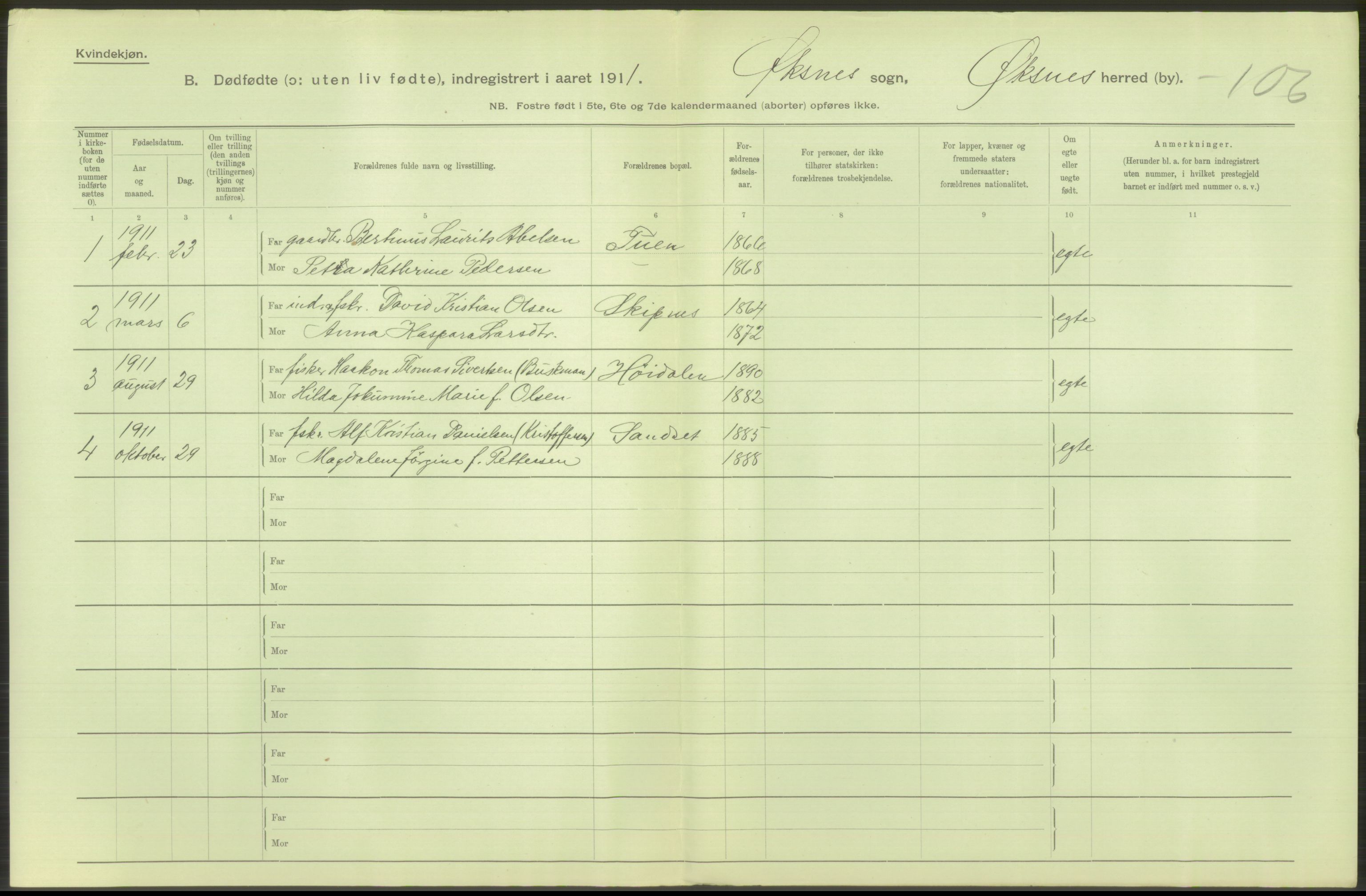 Statistisk sentralbyrå, Sosiodemografiske emner, Befolkning, RA/S-2228/D/Df/Dfb/Dfba/L0046: Nordlands amt:  Døde, dødfødte. Bygder og byer., 1911, p. 126