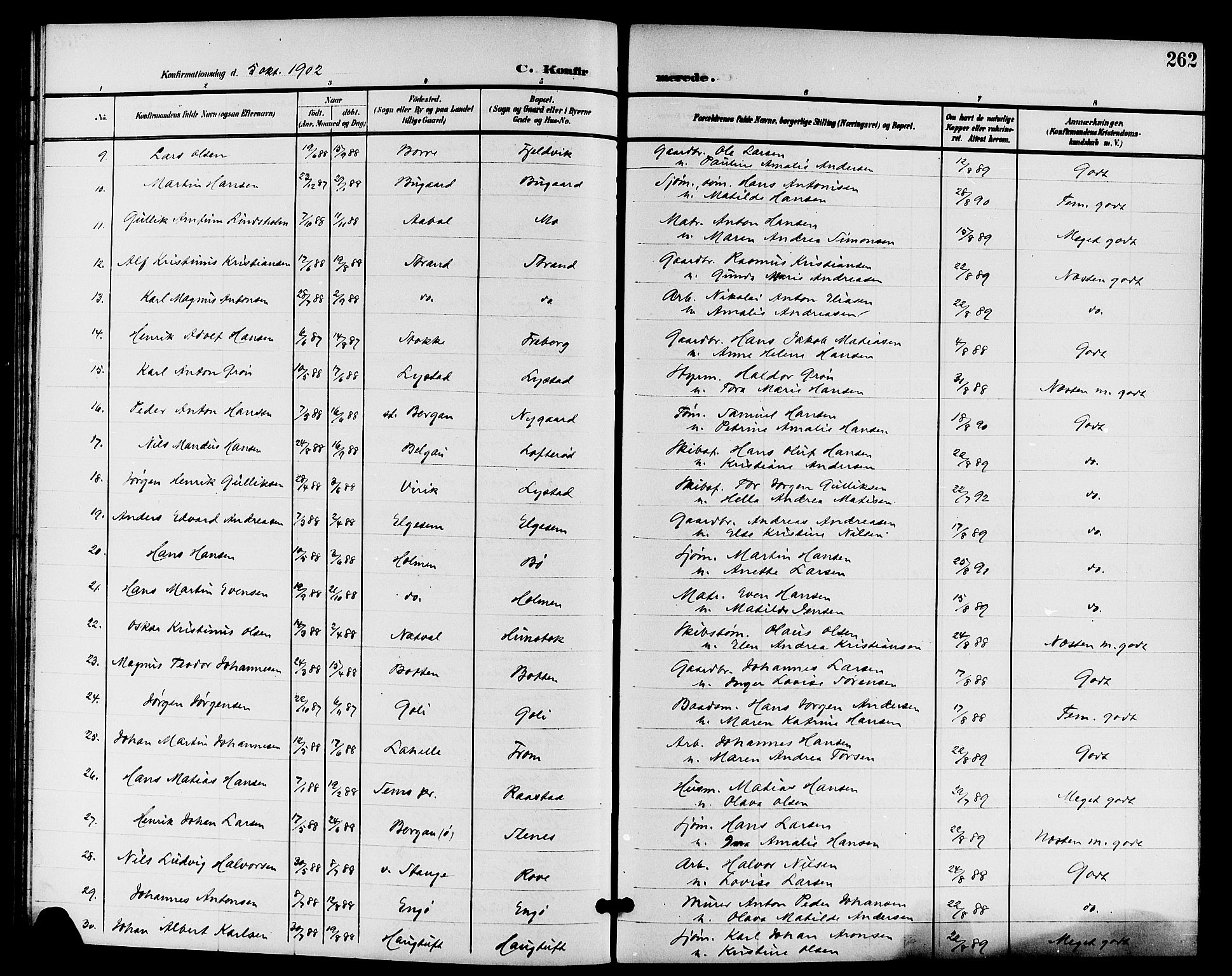 Sandar kirkebøker, AV/SAKO-A-243/G/Ga/L0002: Parish register (copy) no. 2, 1900-1915, p. 262