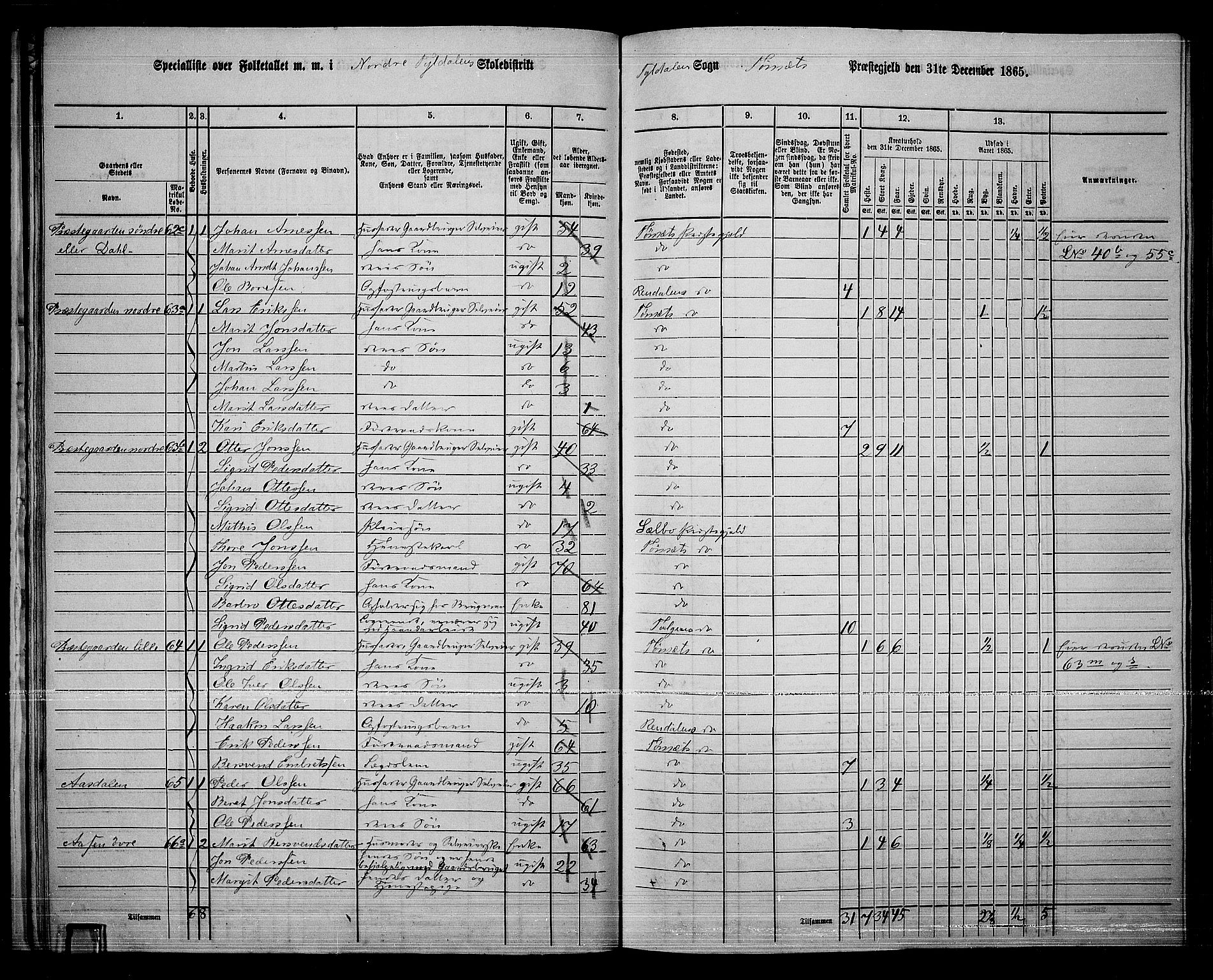 RA, 1865 census for Tynset, 1865, p. 34