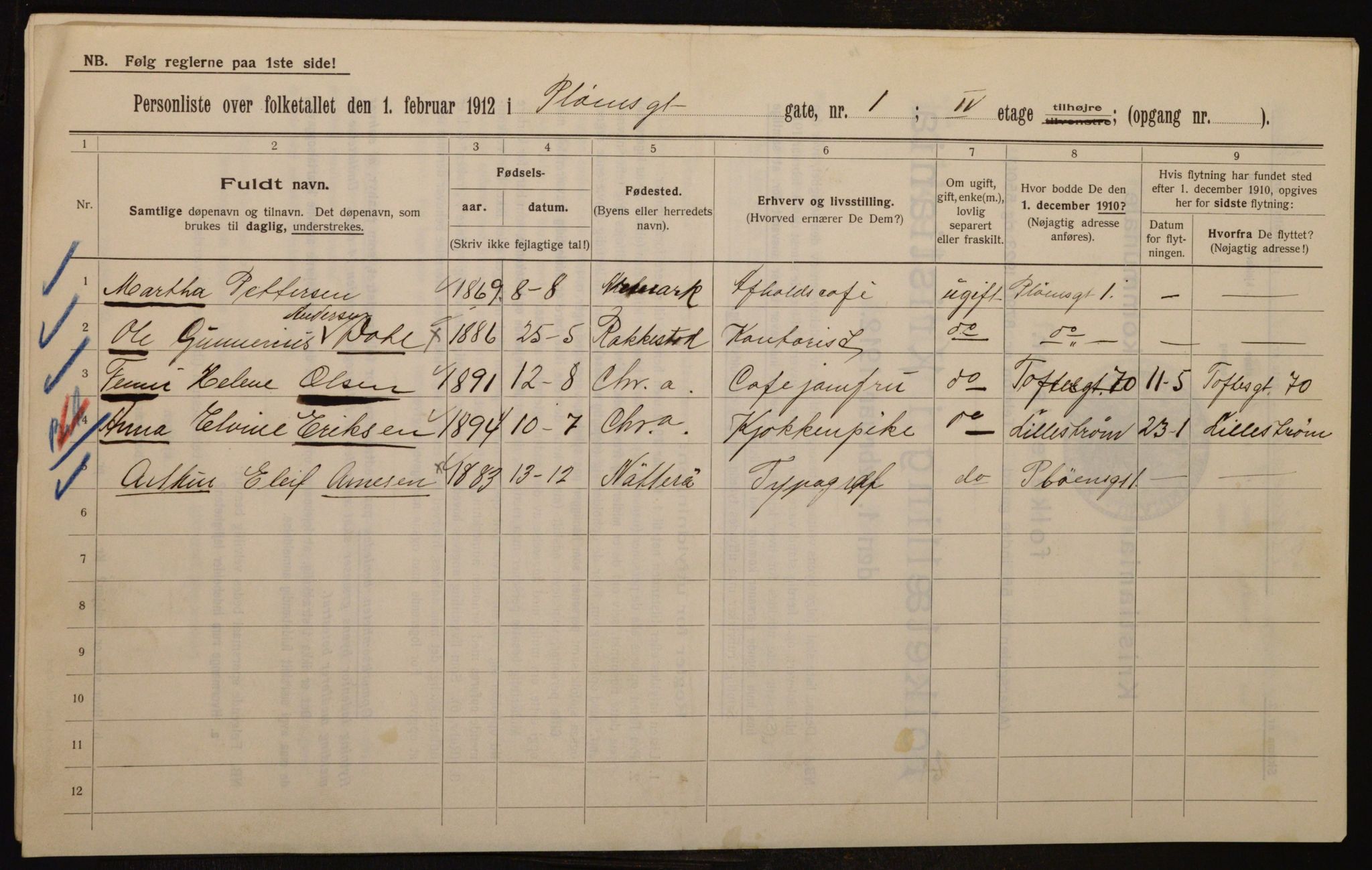 OBA, Municipal Census 1912 for Kristiania, 1912, p. 81386