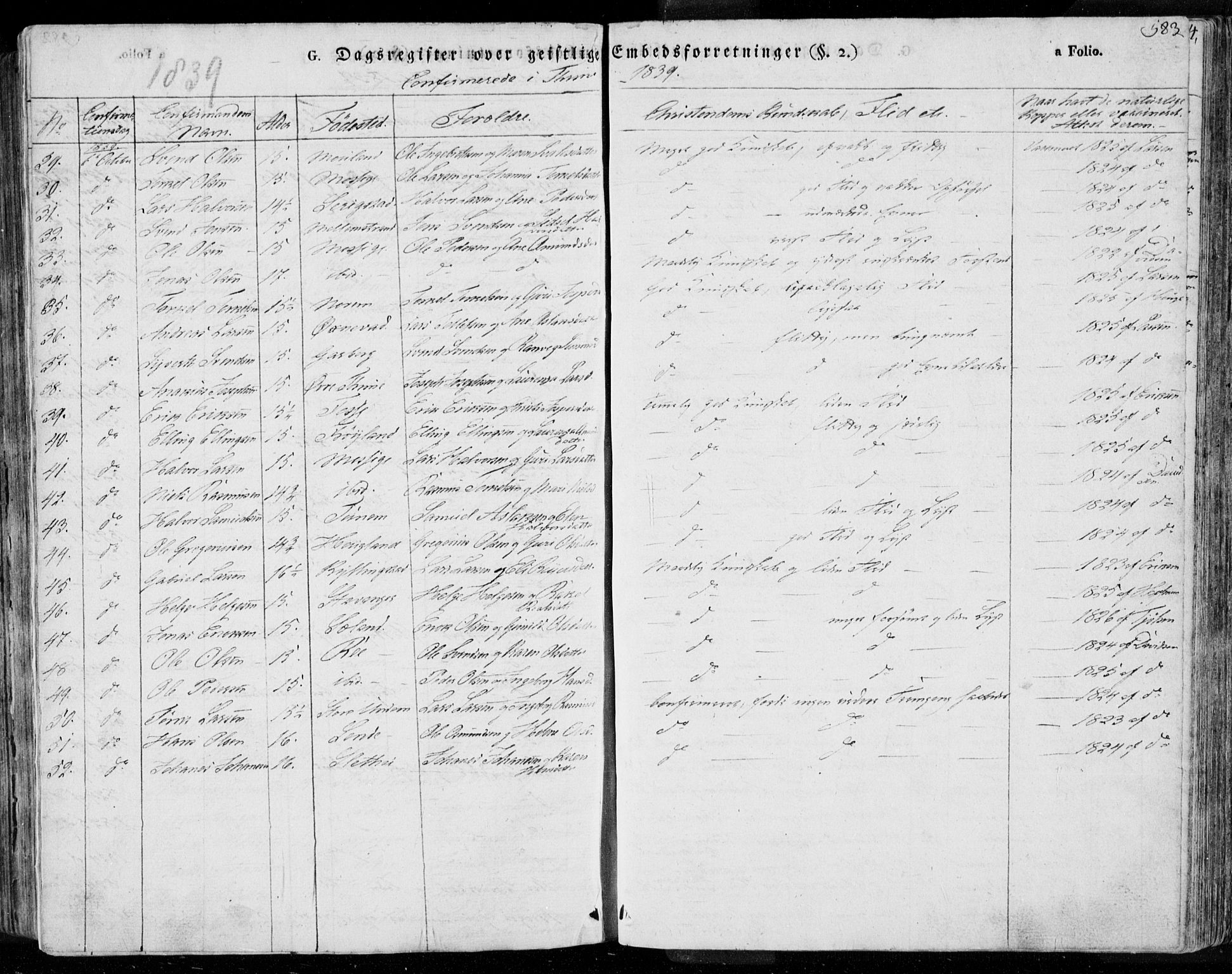 Lye sokneprestkontor, AV/SAST-A-101794/001/30BA/L0004: Parish register (official) no. A 4, 1826-1841, p. 583