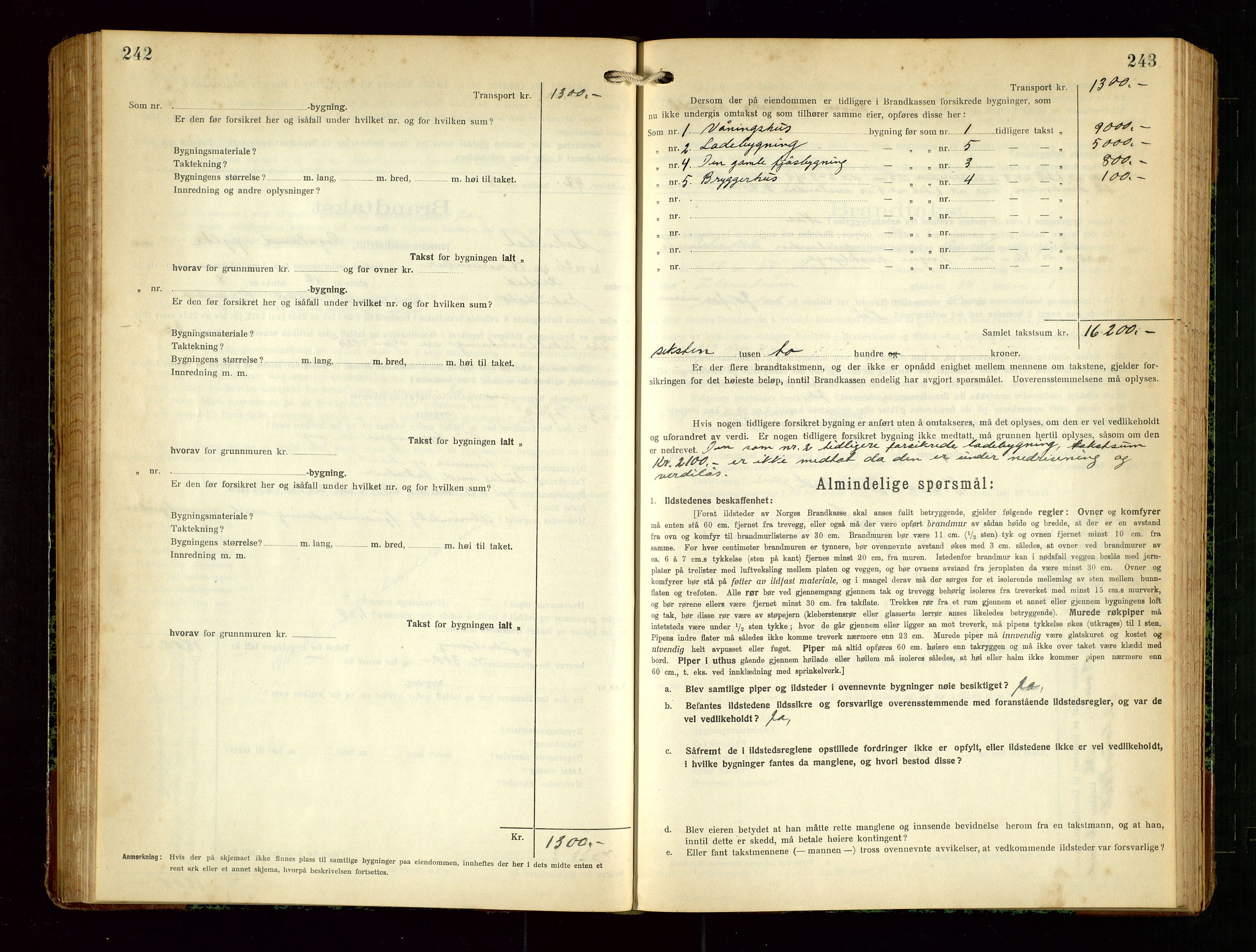 Sokndal lensmannskontor, AV/SAST-A-100417/Gob/L0006: "Brandtakst-Protokol", 1924-1930, p. 242-243