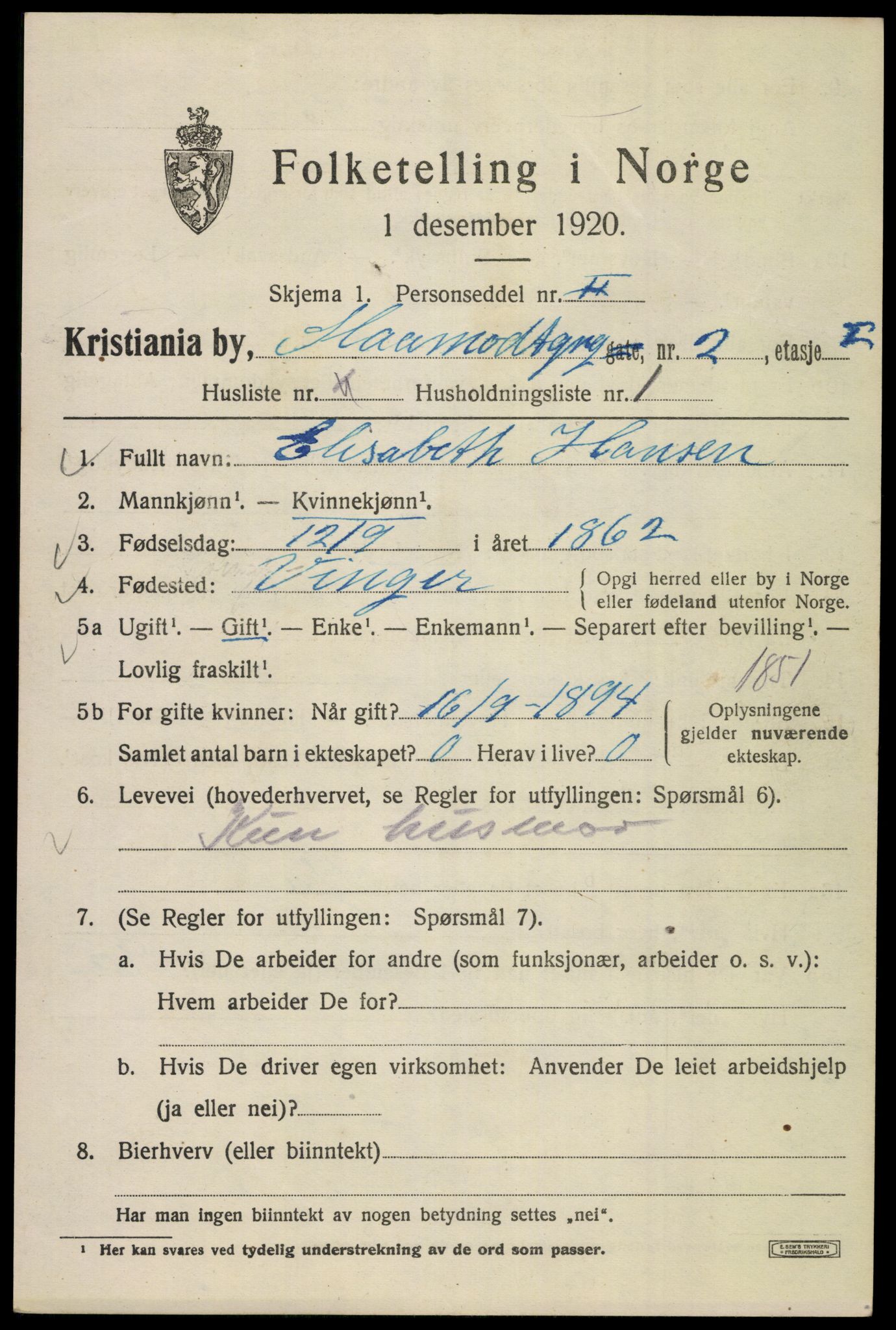 SAO, 1920 census for Kristiania, 1920, p. 517589