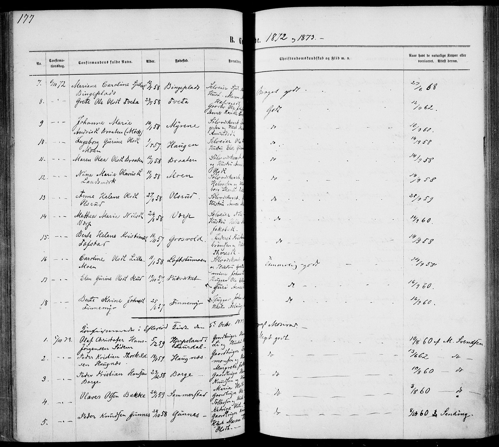 Sandsvær kirkebøker, AV/SAKO-A-244/F/Fa/L0007: Parish register (official) no. I 7, 1869-1877, p. 177