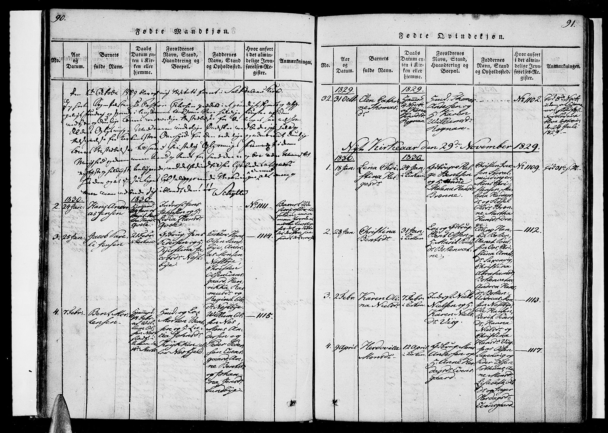 Ministerialprotokoller, klokkerbøker og fødselsregistre - Nordland, SAT/A-1459/847/L0665: Parish register (official) no. 847A05, 1818-1841, p. 90-91