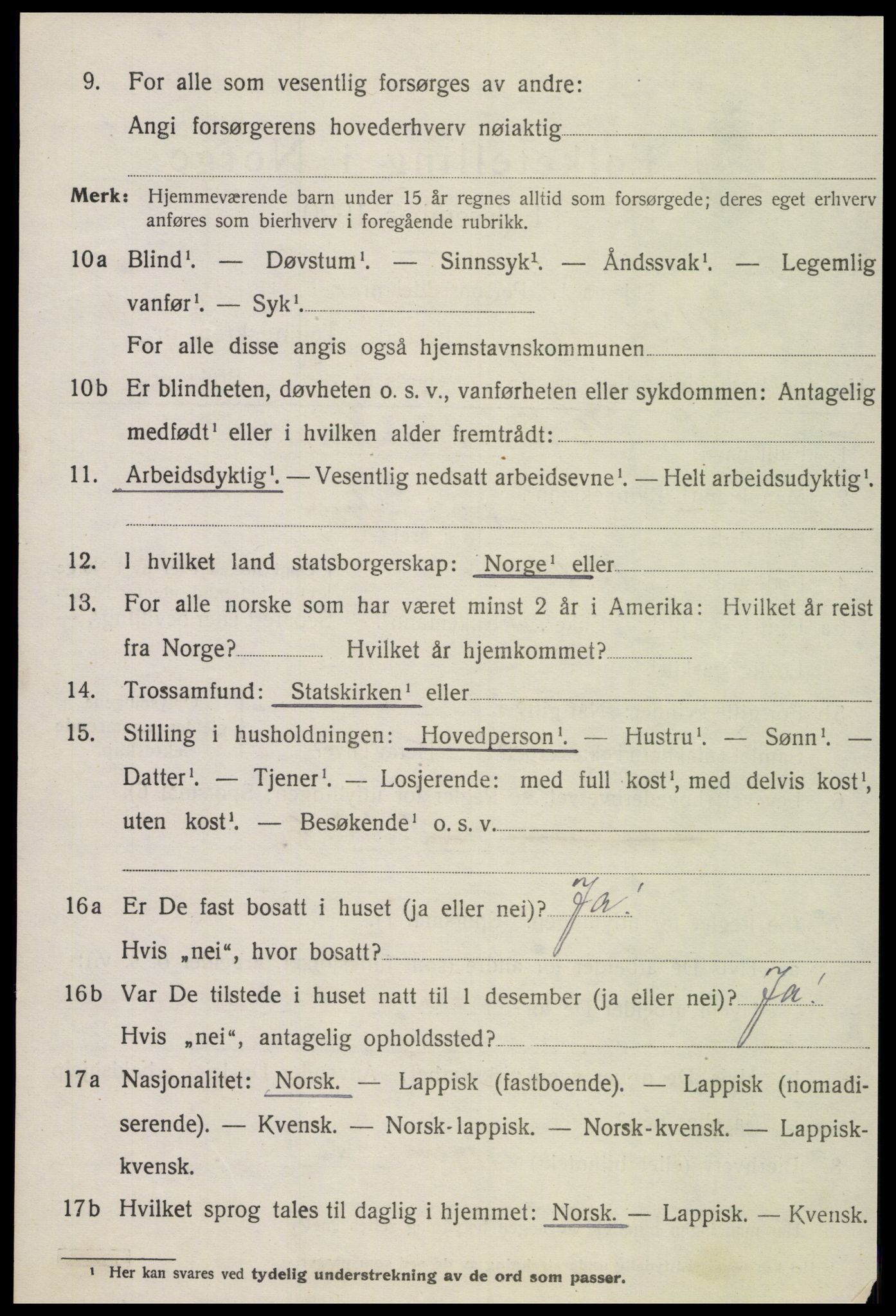 SAT, 1920 census for Mosvik, 1920, p. 1003