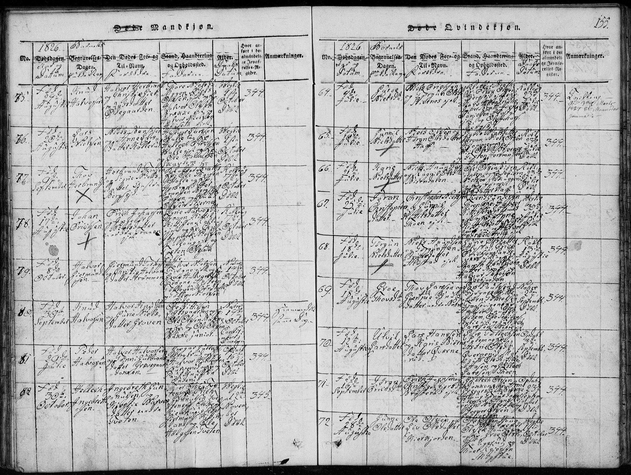 Rollag kirkebøker, AV/SAKO-A-240/G/Ga/L0001: Parish register (copy) no. I 1, 1814-1831, p. 155