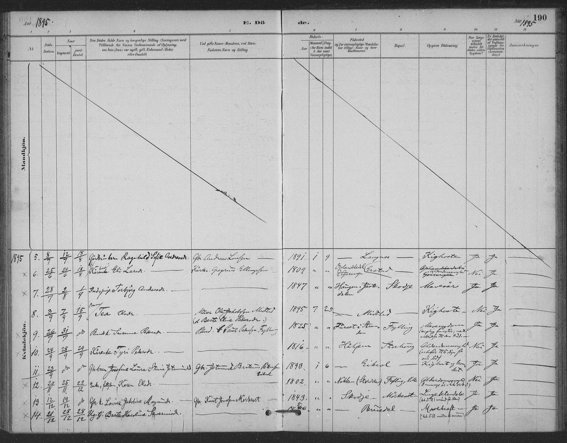 Ministerialprotokoller, klokkerbøker og fødselsregistre - Møre og Romsdal, AV/SAT-A-1454/524/L0356: Parish register (official) no. 524A08, 1880-1899, p. 190