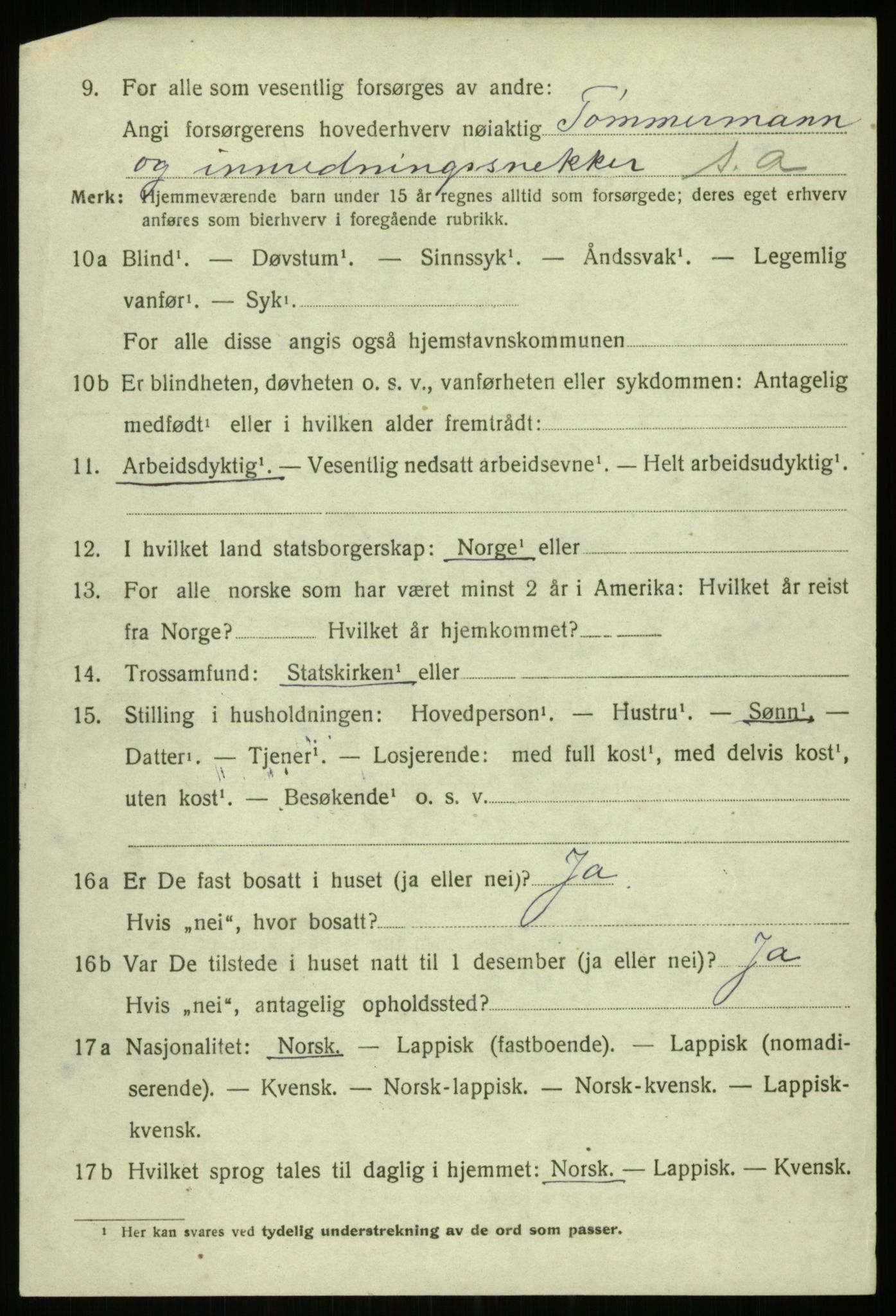 SATØ, 1920 census for Trondenes, 1920, p. 7624