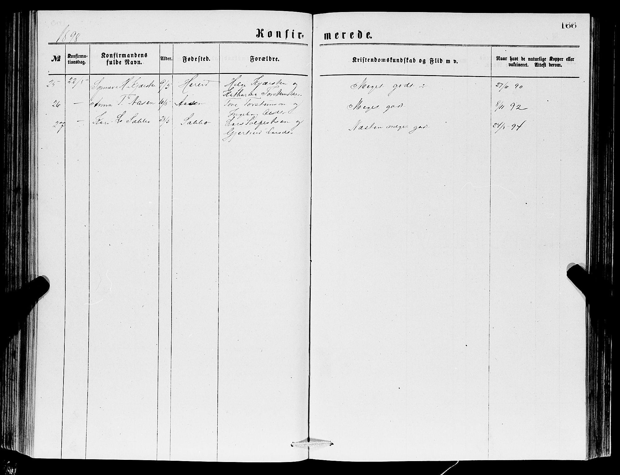 Ullensvang sokneprestembete, AV/SAB-A-78701/H/Hab: Parish register (copy) no. C 2, 1871-1899, p. 166