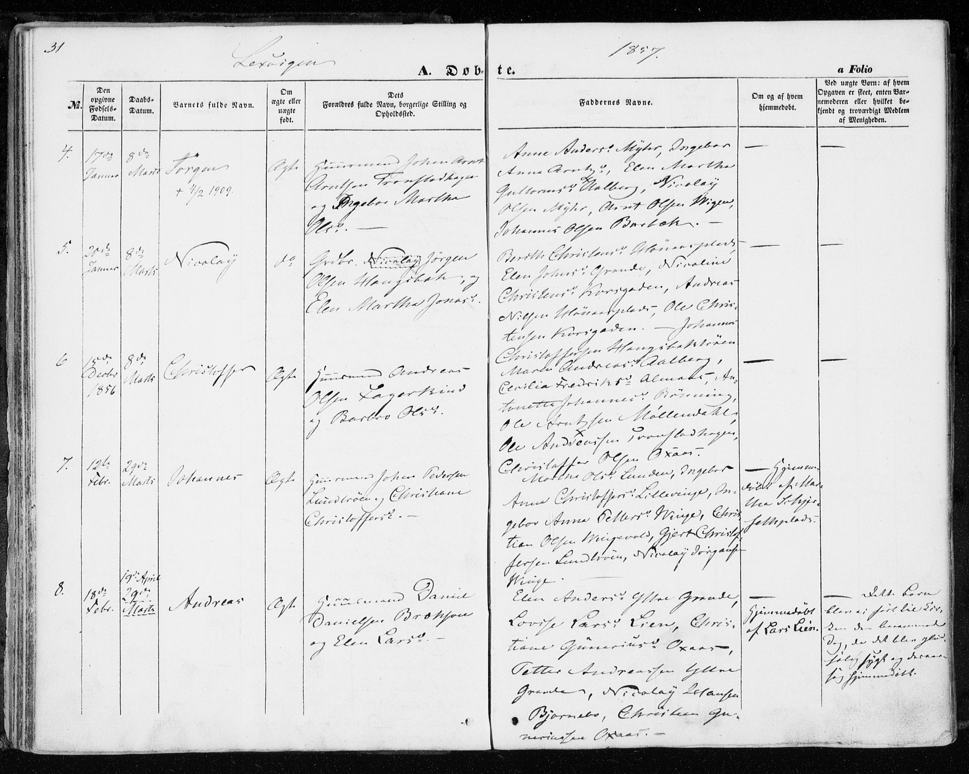 Ministerialprotokoller, klokkerbøker og fødselsregistre - Nord-Trøndelag, SAT/A-1458/701/L0008: Parish register (official) no. 701A08 /1, 1854-1863, p. 31