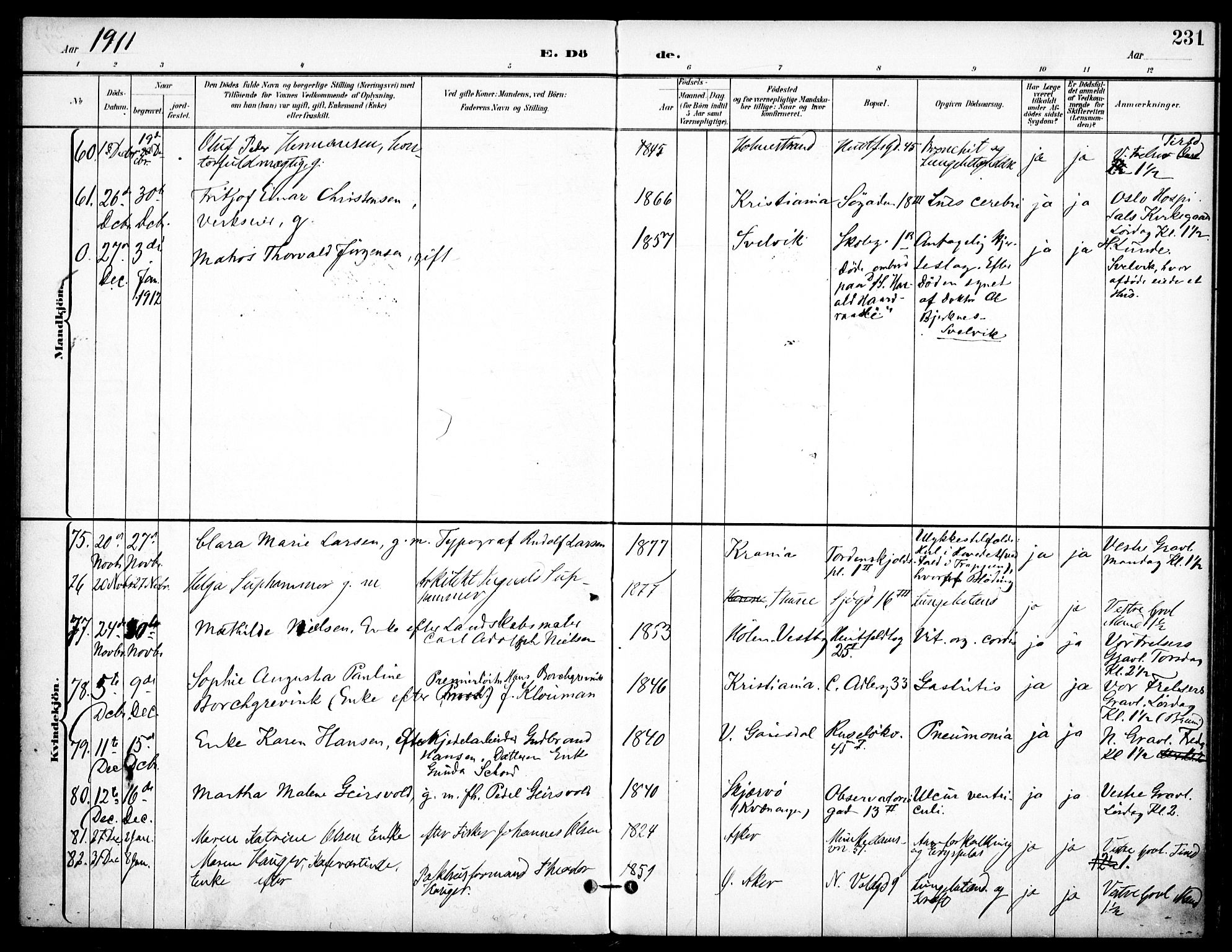 Johannes prestekontor Kirkebøker, AV/SAO-A-10852/F/Fa/L0008: Parish register (official) no. 8, 1897-1917, p. 231