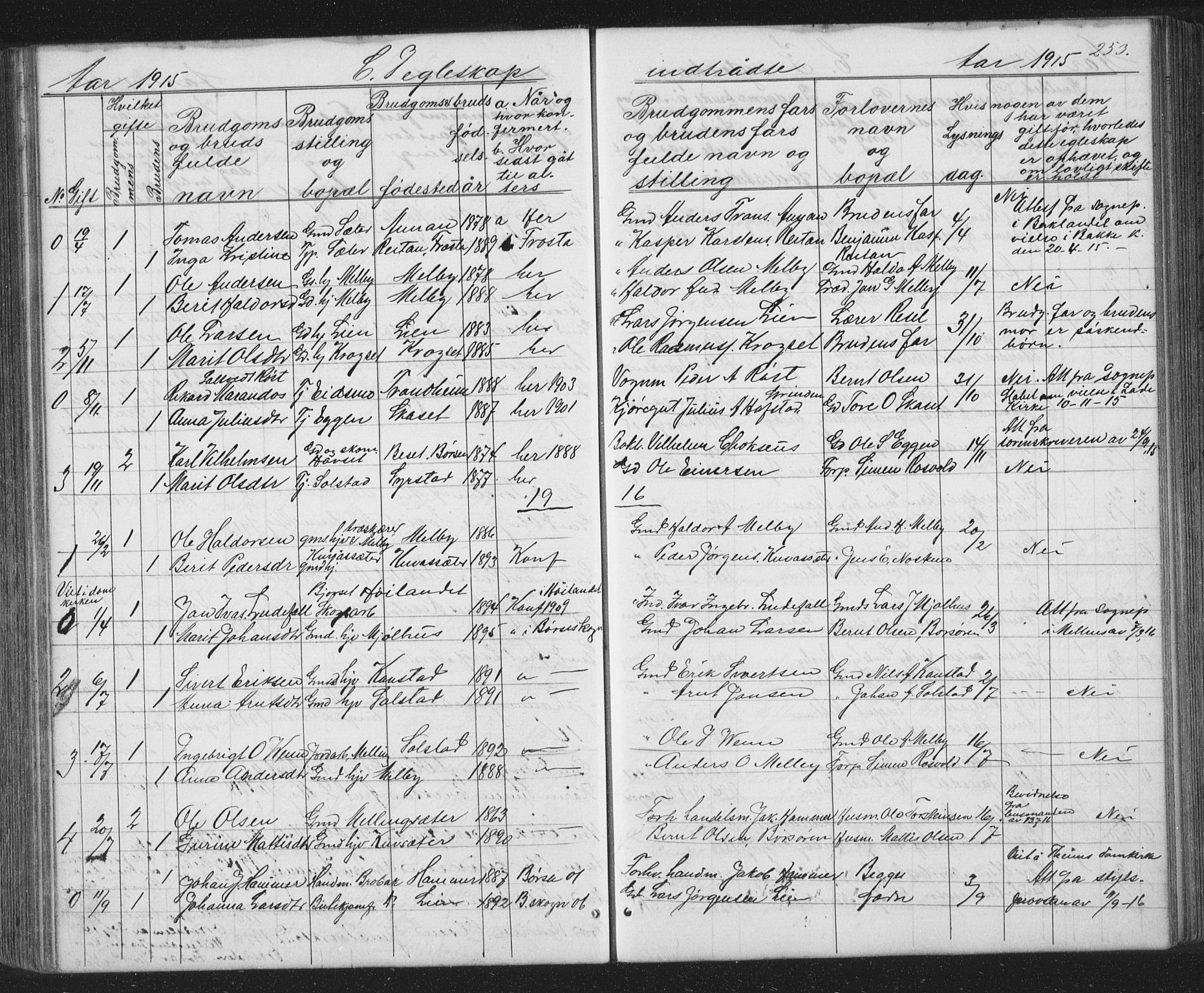 Ministerialprotokoller, klokkerbøker og fødselsregistre - Sør-Trøndelag, SAT/A-1456/667/L0798: Parish register (copy) no. 667C03, 1867-1929, p. 253