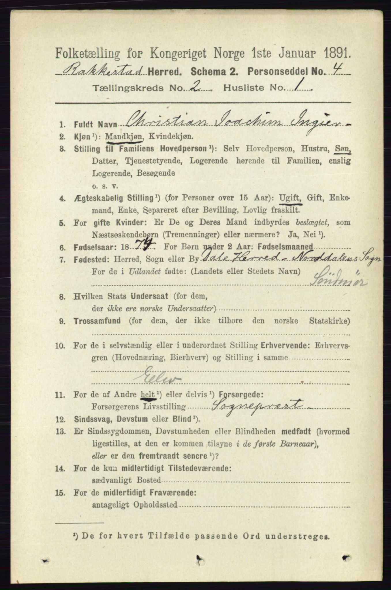 RA, 1891 census for 0128 Rakkestad, 1891, p. 622