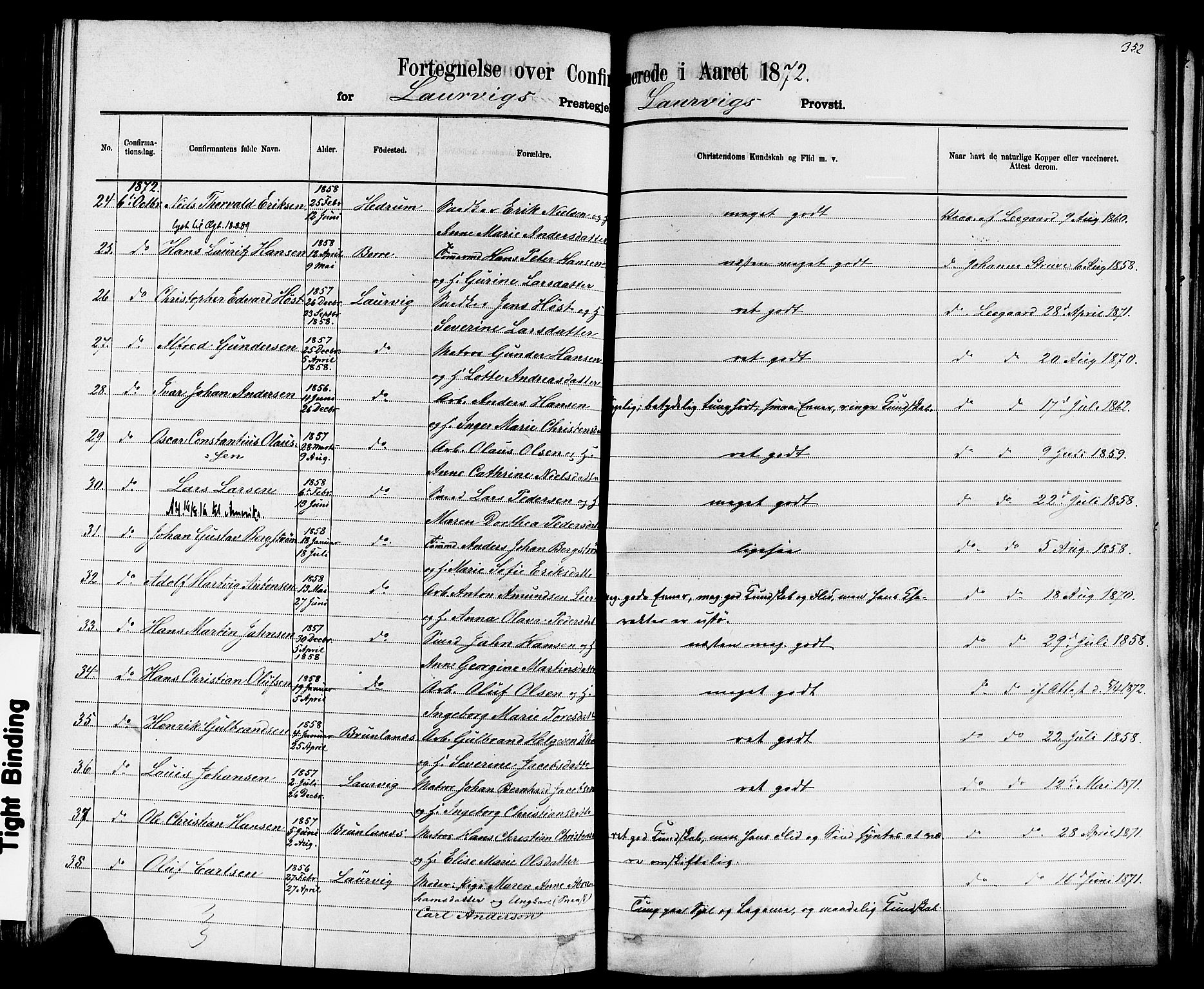 Larvik kirkebøker, SAKO/A-352/F/Fa/L0006: Parish register (official) no. I 6, 1871-1883, p. 352