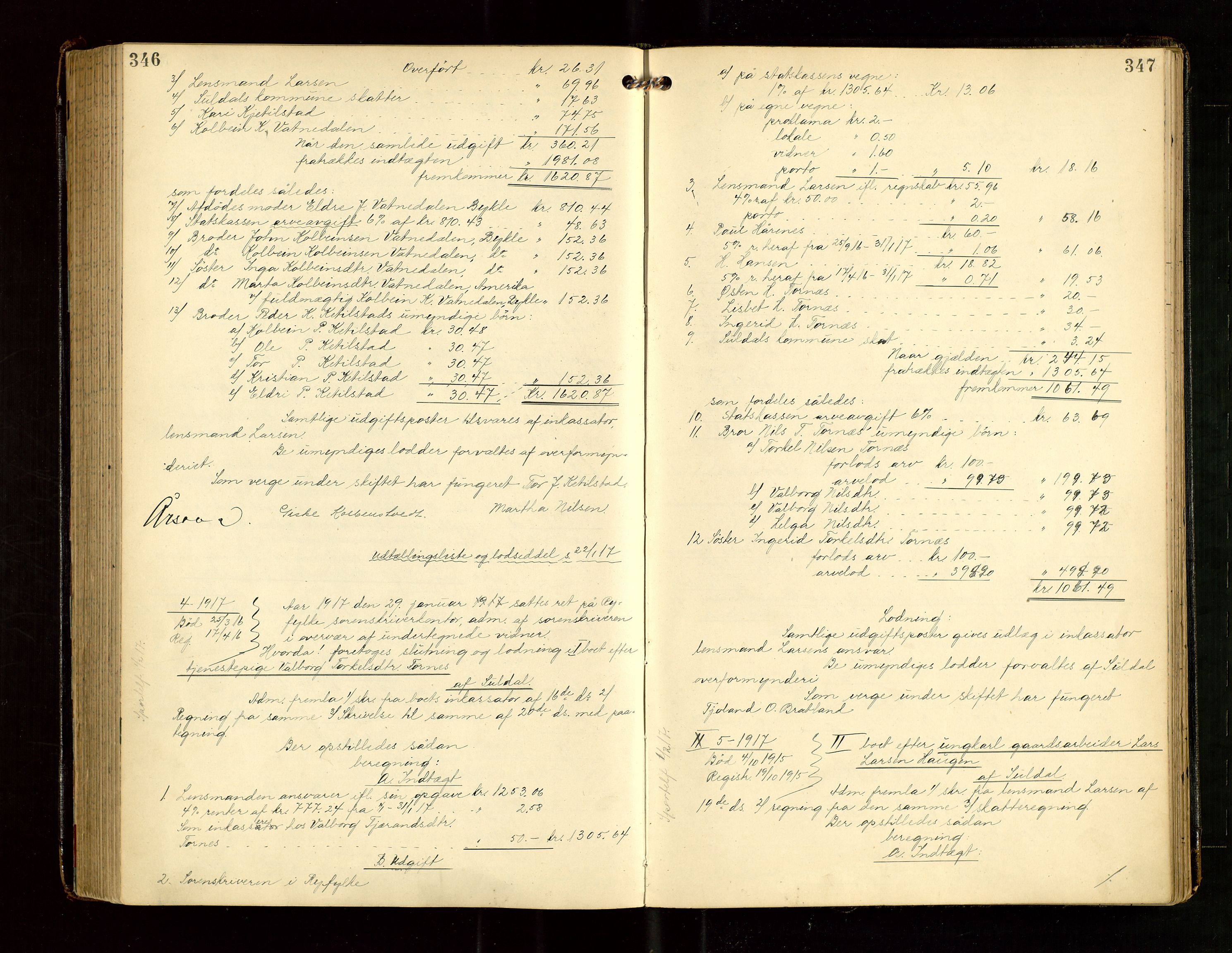 Ryfylke tingrett, AV/SAST-A-100055/001/IV/IVG/L0004: Skifteutlodningsprotokoll Med register, 1912-1918, p. 346-347