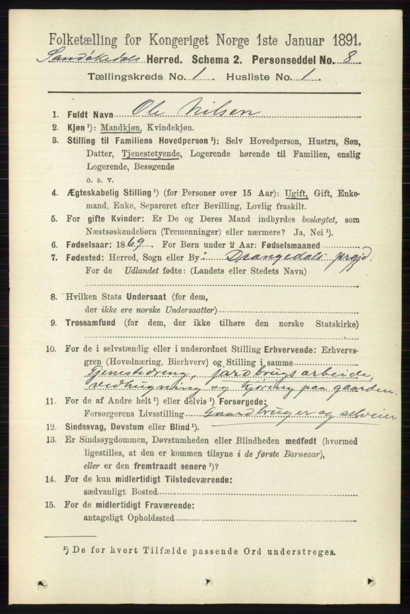 RA, 1891 census for 0816 Sannidal, 1891, p. 81